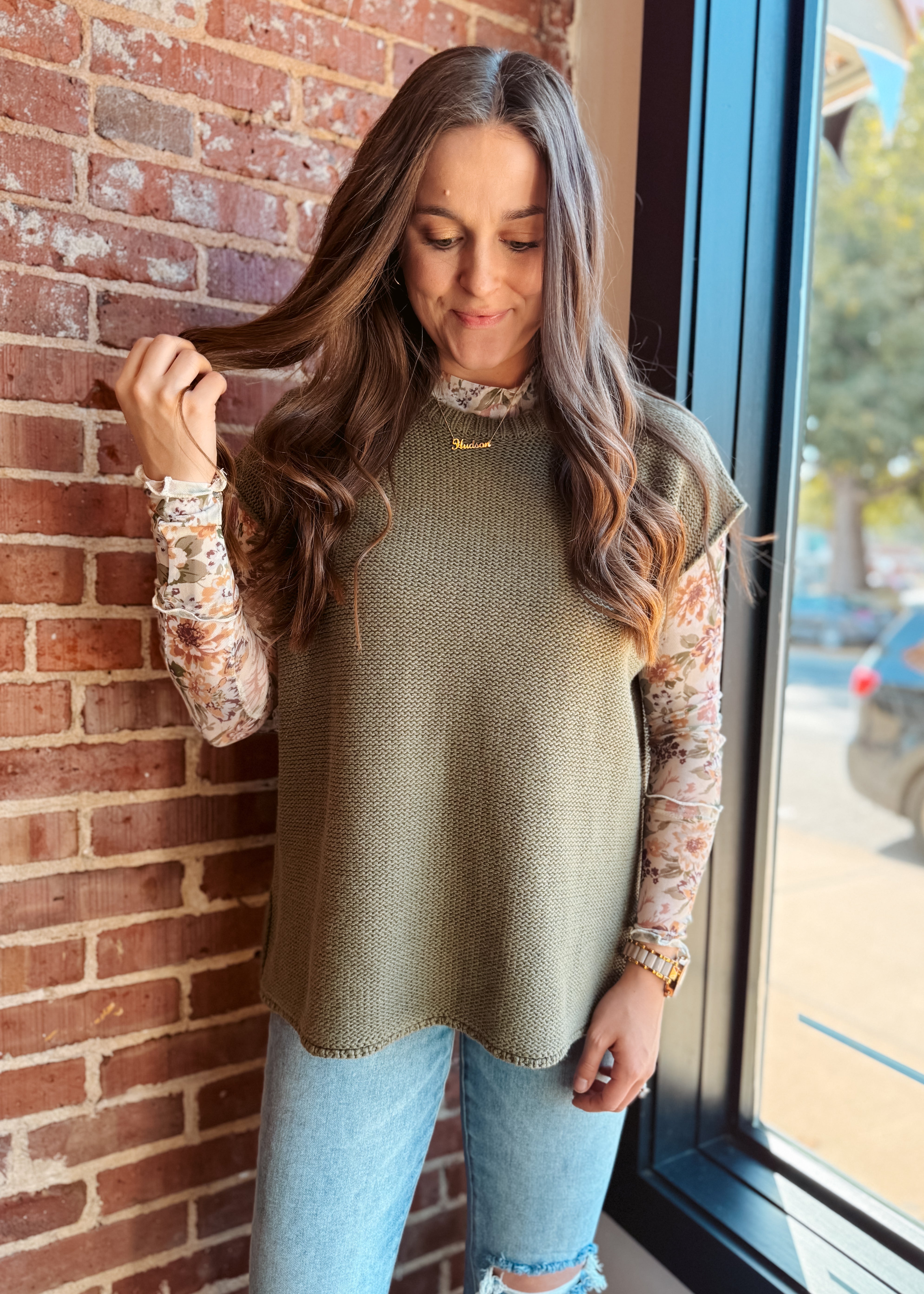 Happiness Trails Boutique - Olive knit sweater top