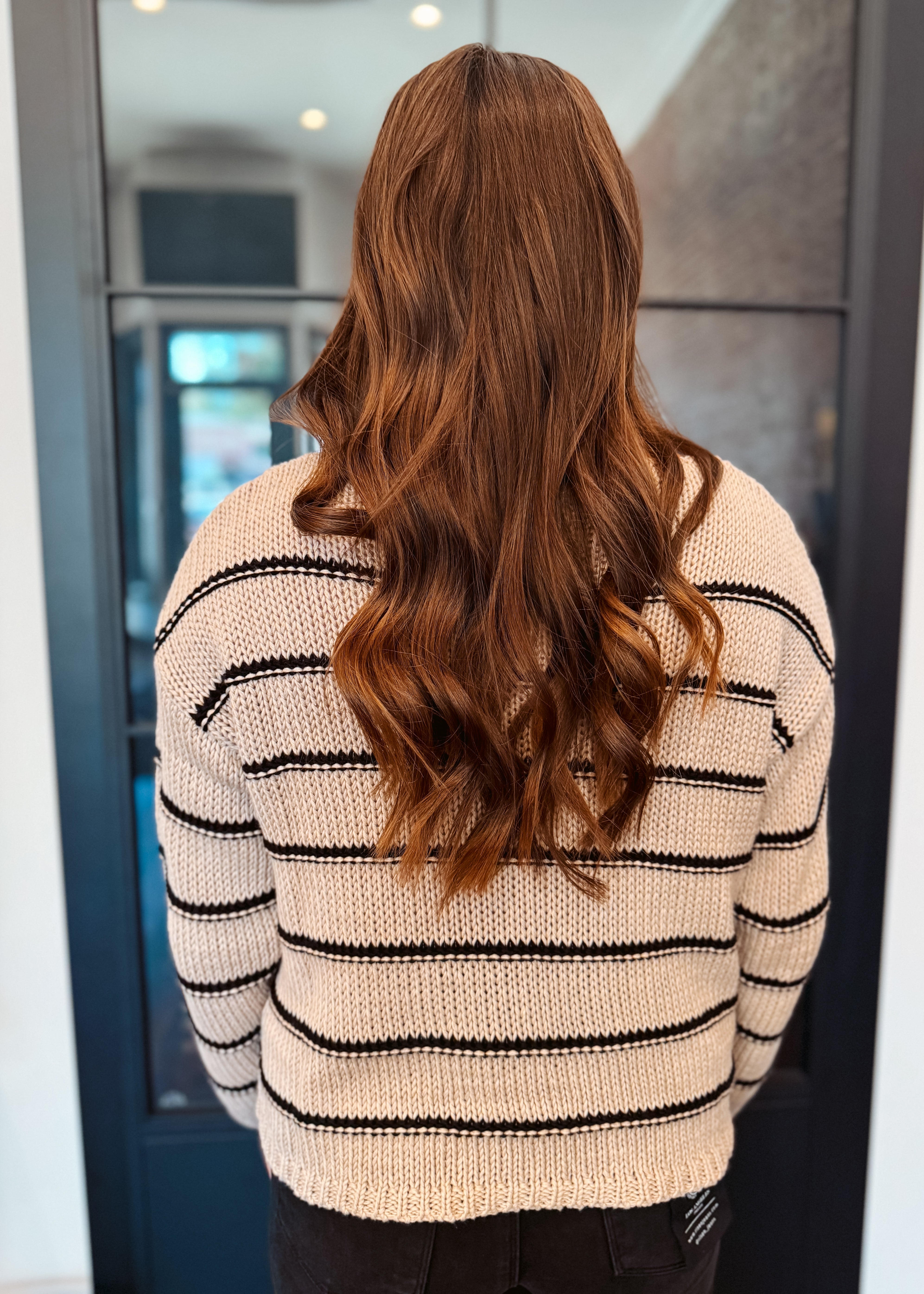 Happiness Trails Boutique - Stone knitted sweater with black stripes