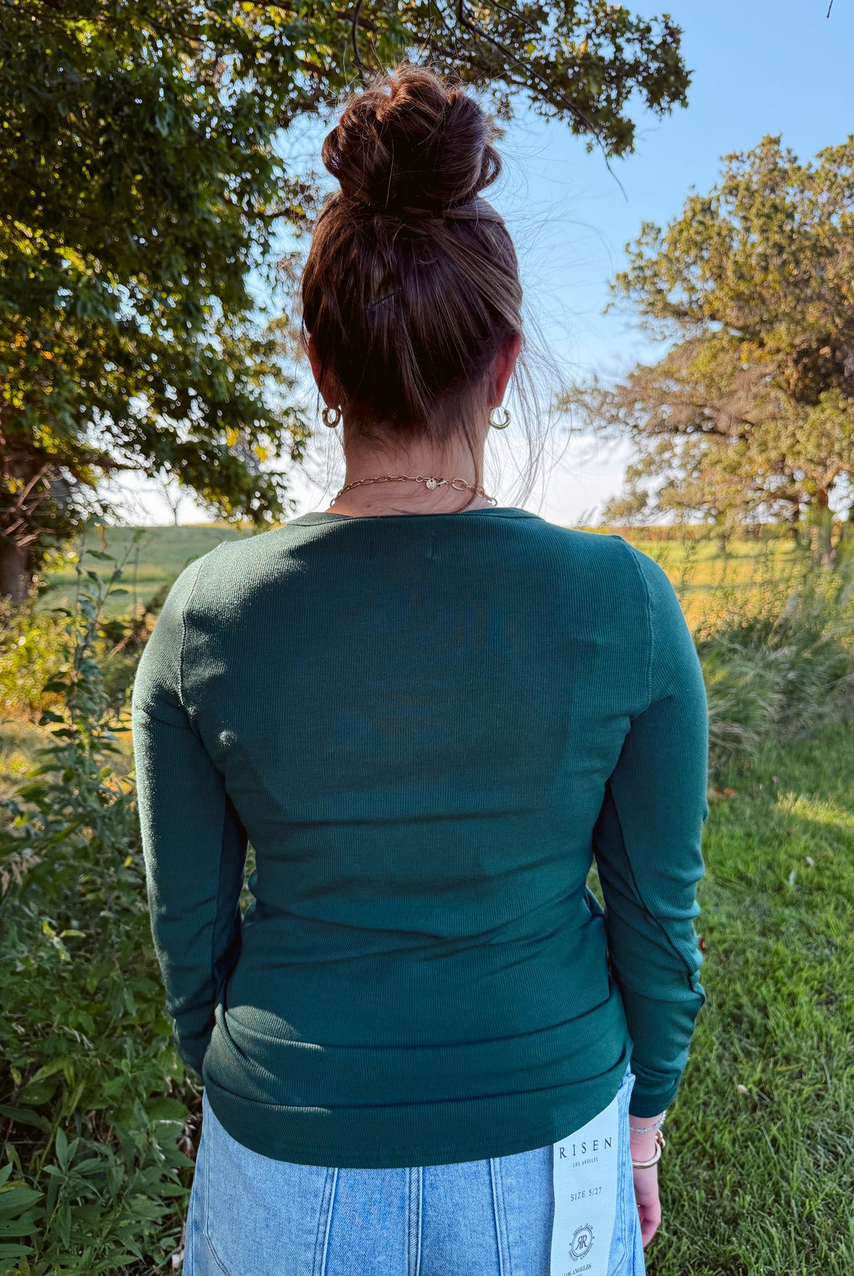 Happiness Trails Boutique - Hunter green long sleeve top