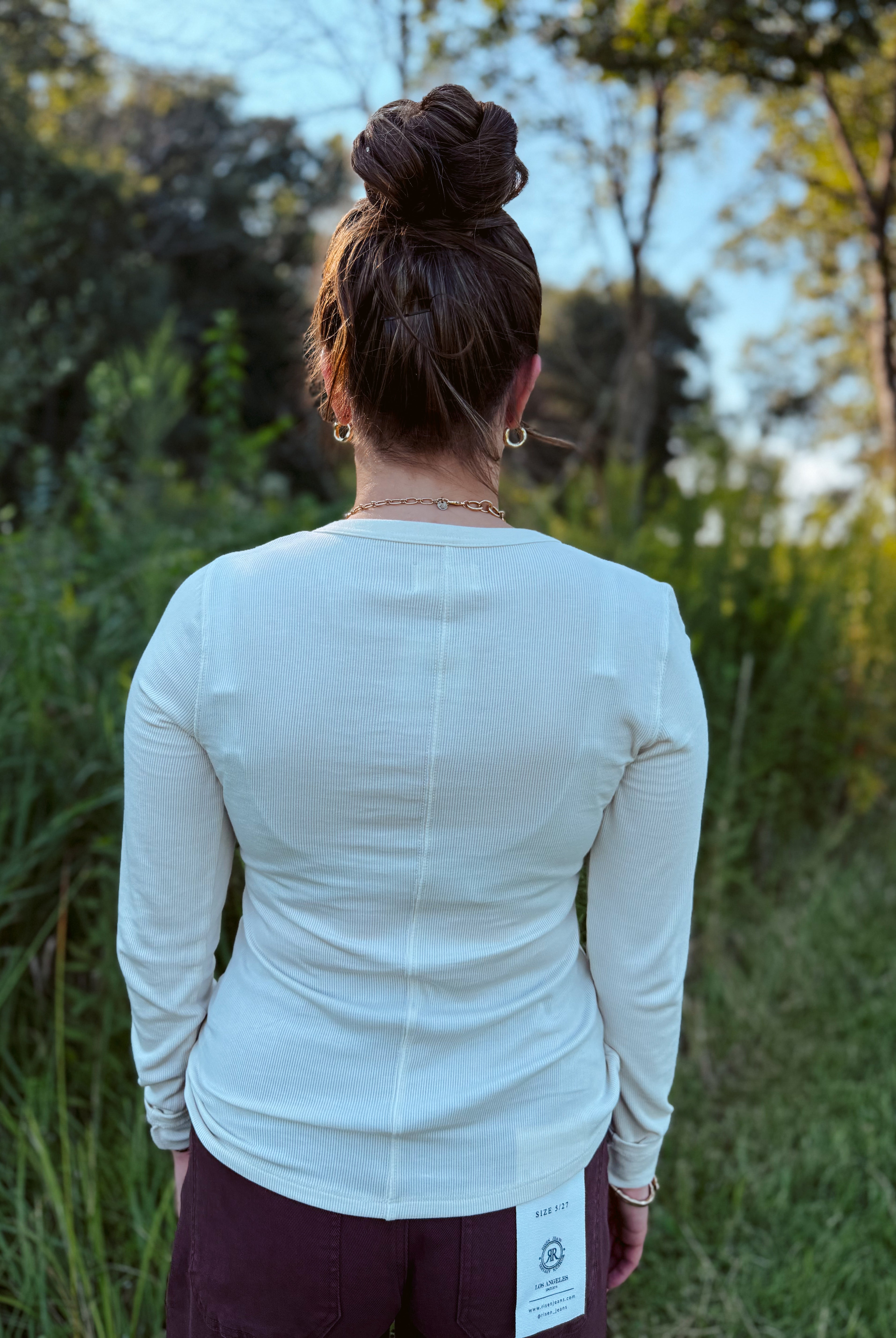 Happiness Trails Boutique - Cream Henley long-sleeved top