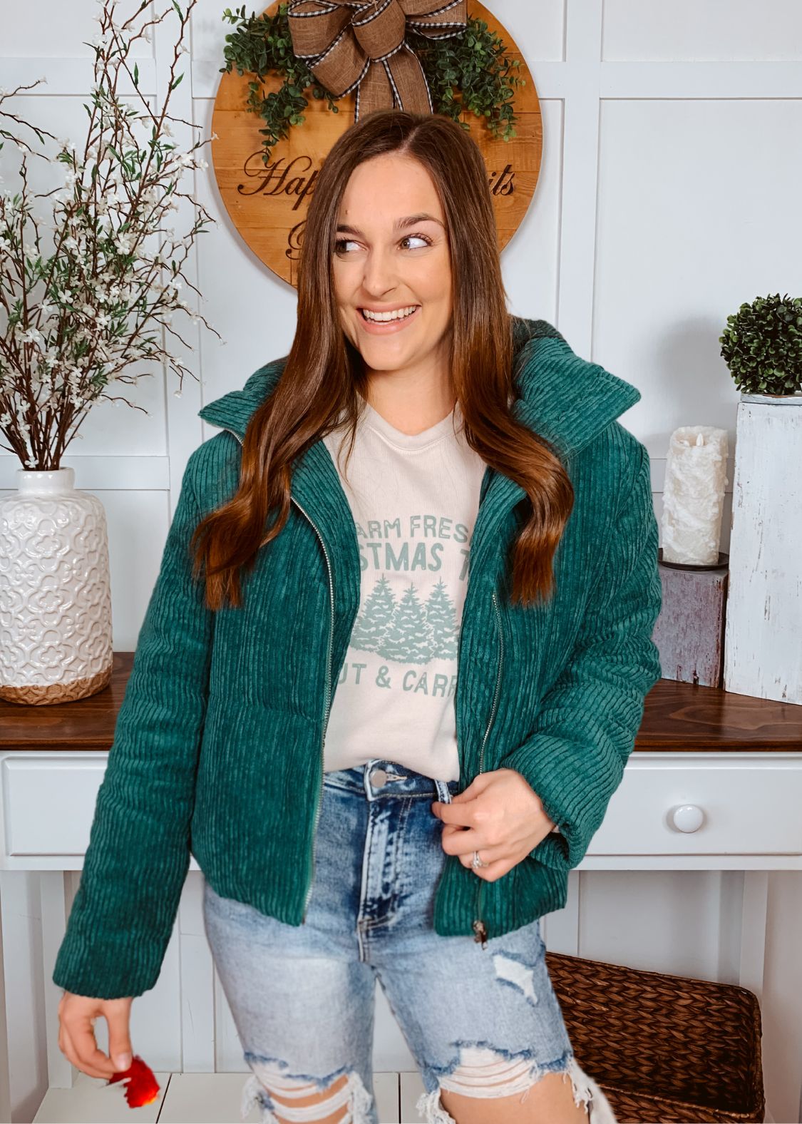 Happiness Trails Boutique - Hunter Green Puffer Jacket