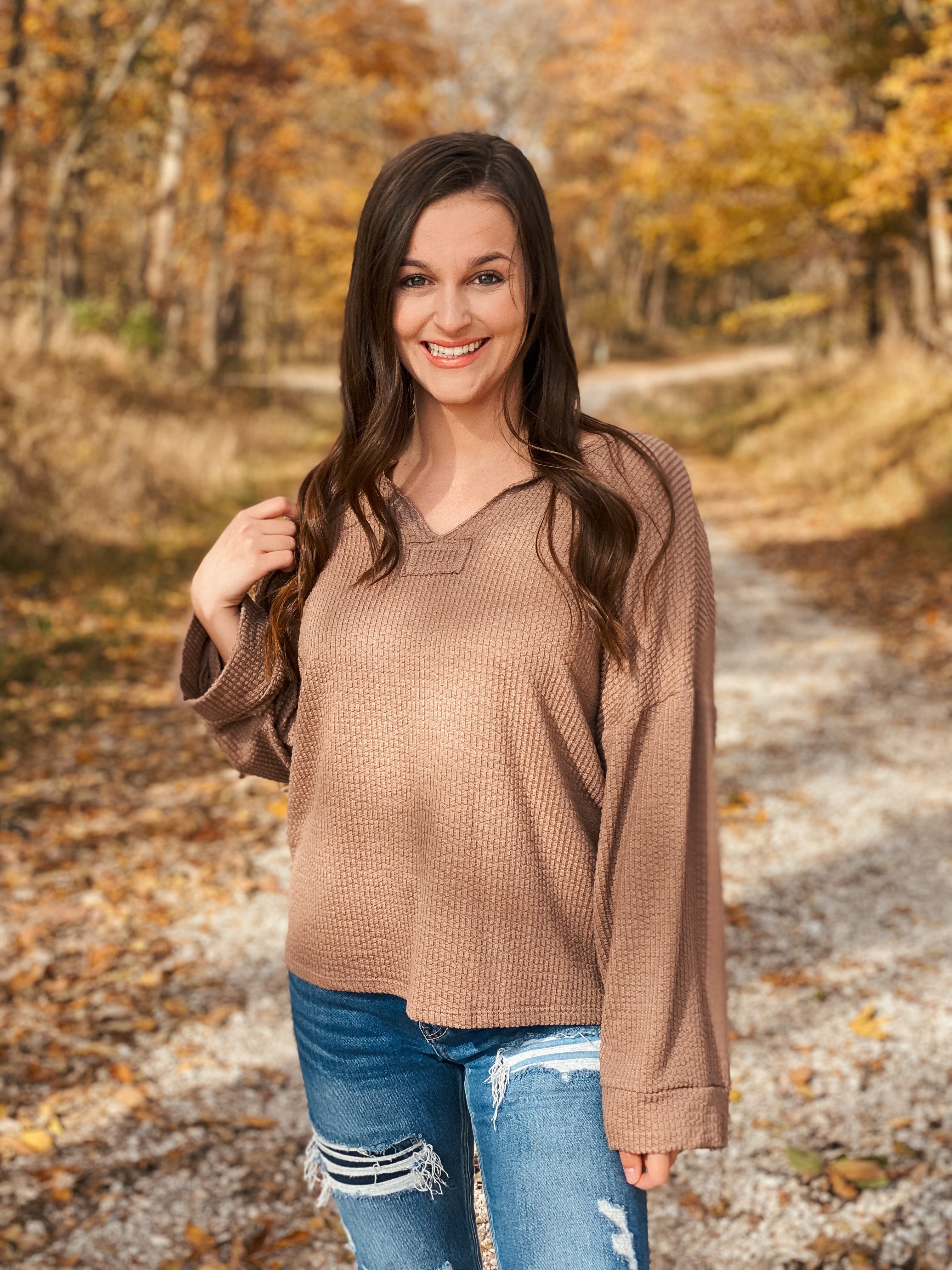 Tan long sleeve top