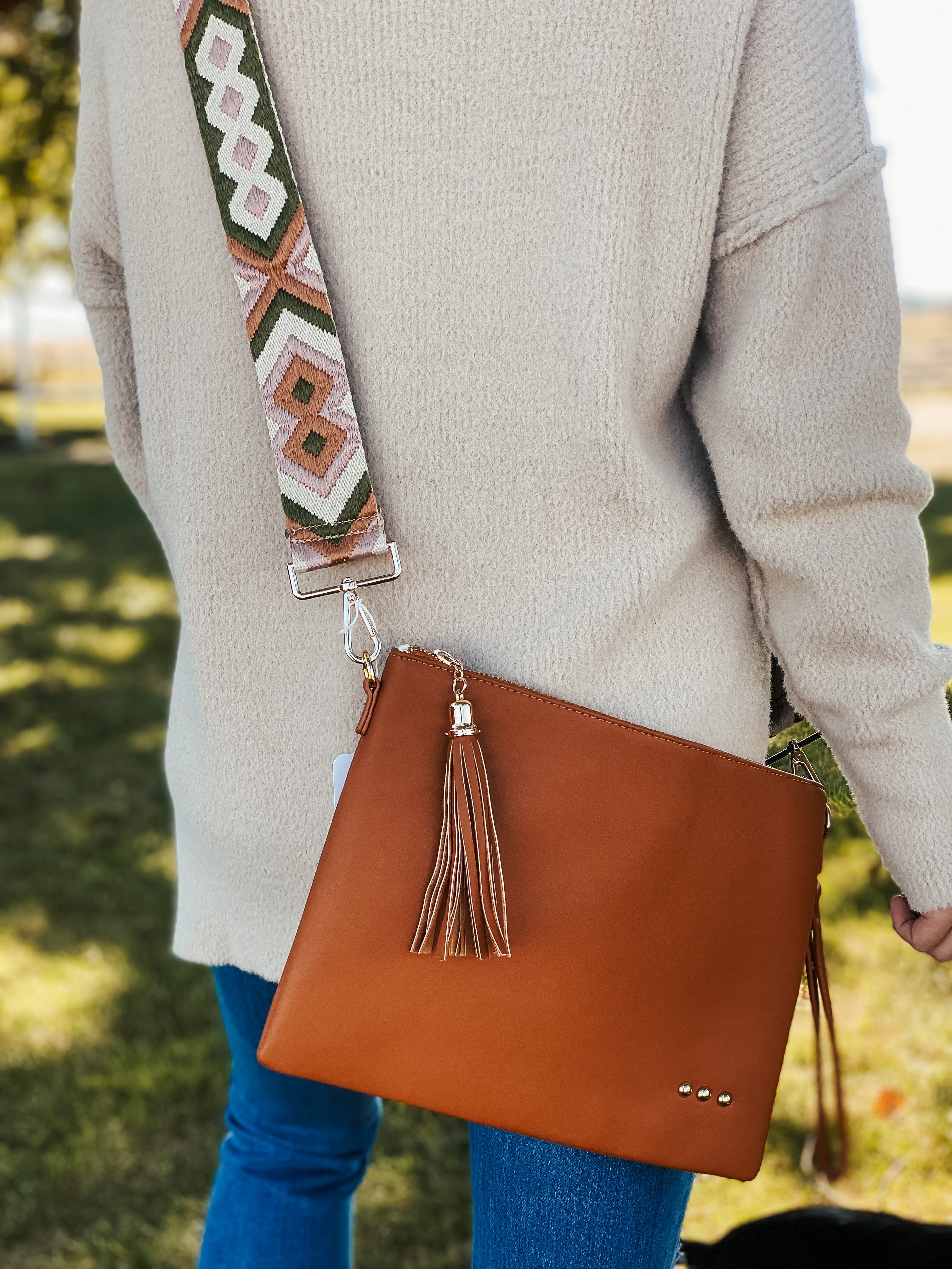 Brown crossbody clutch purse