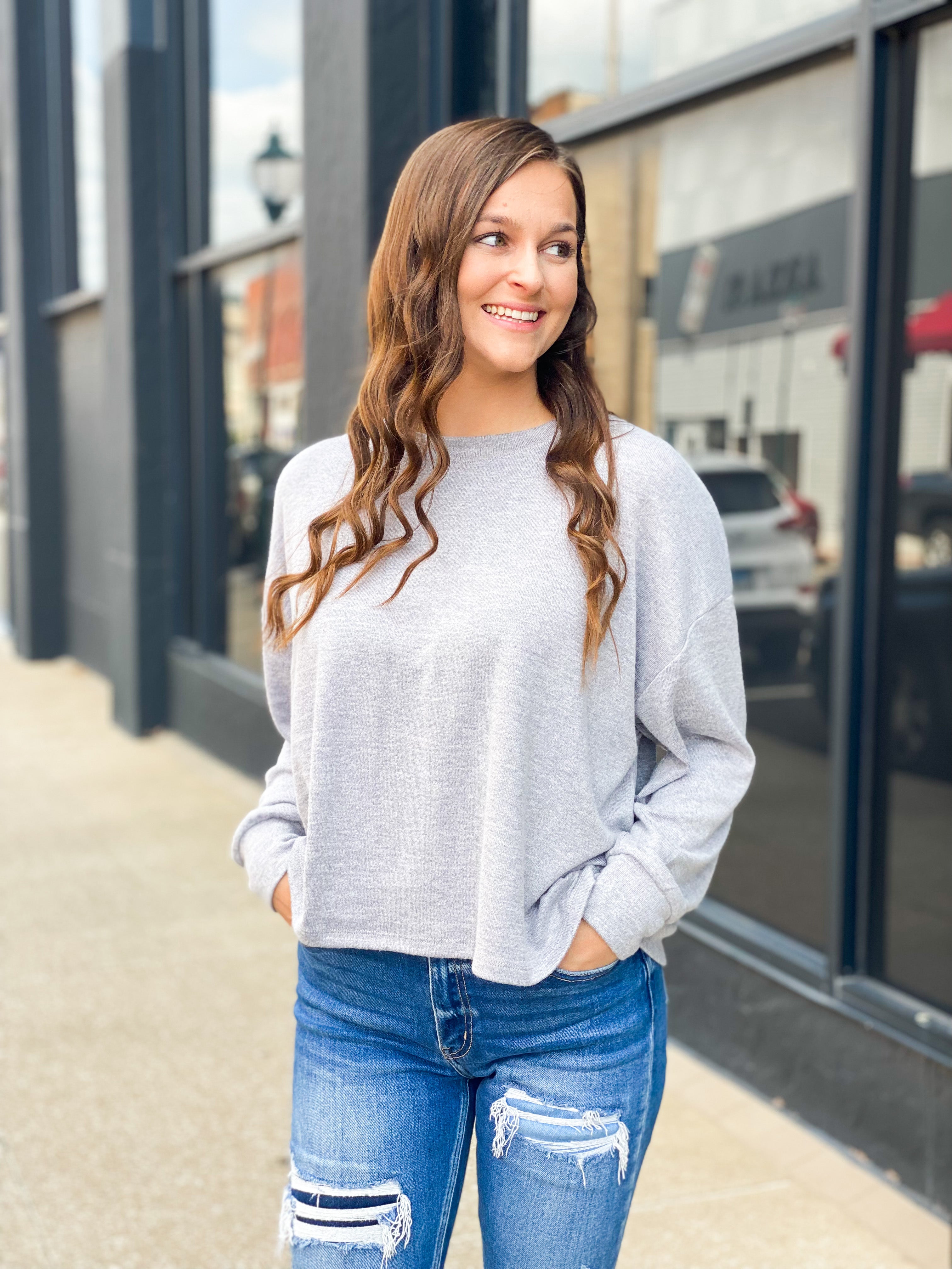 Grey long sleeve top
