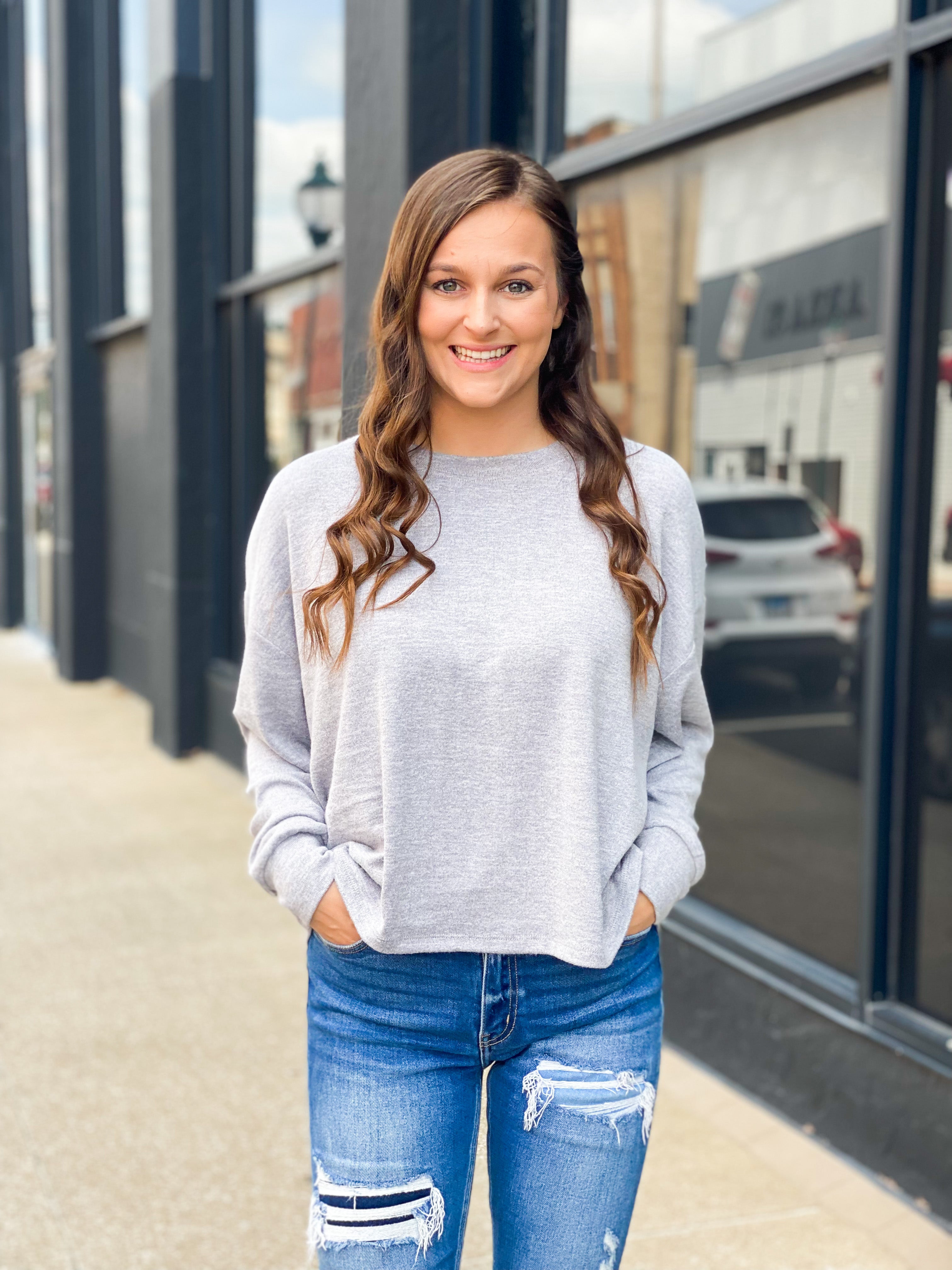 Grey long sleeve top