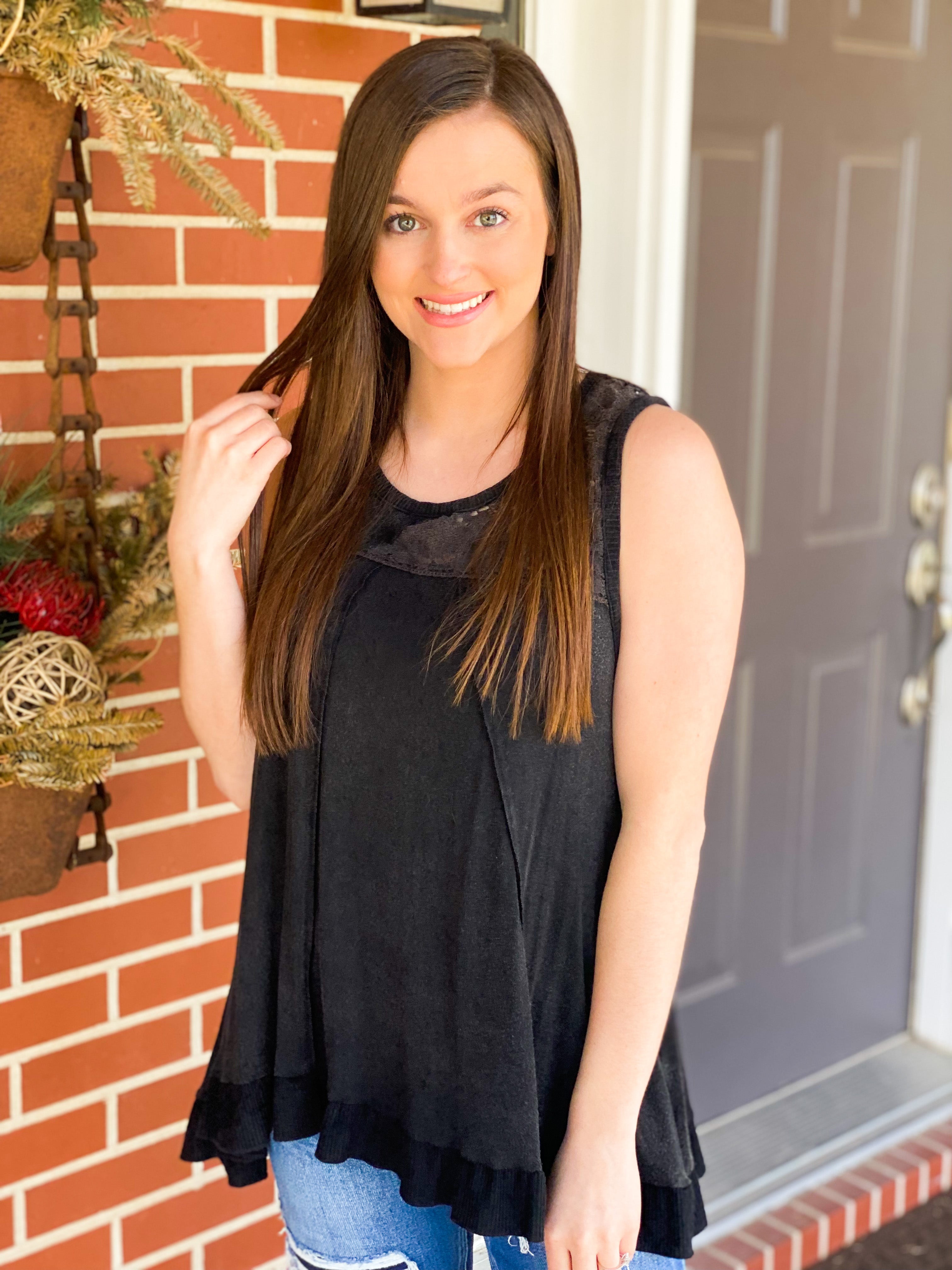 Black babydoll tank top