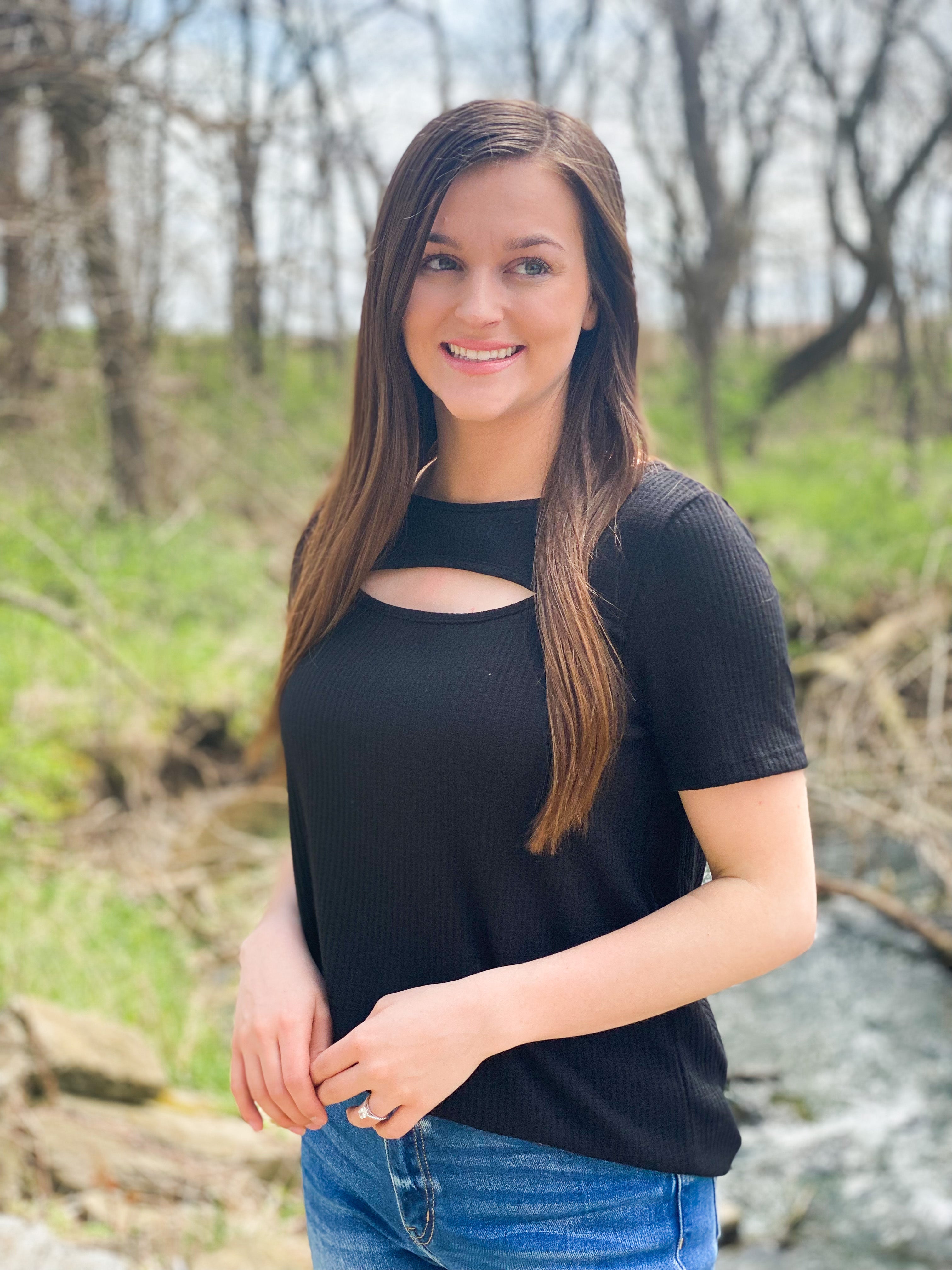 Black short sleeve top