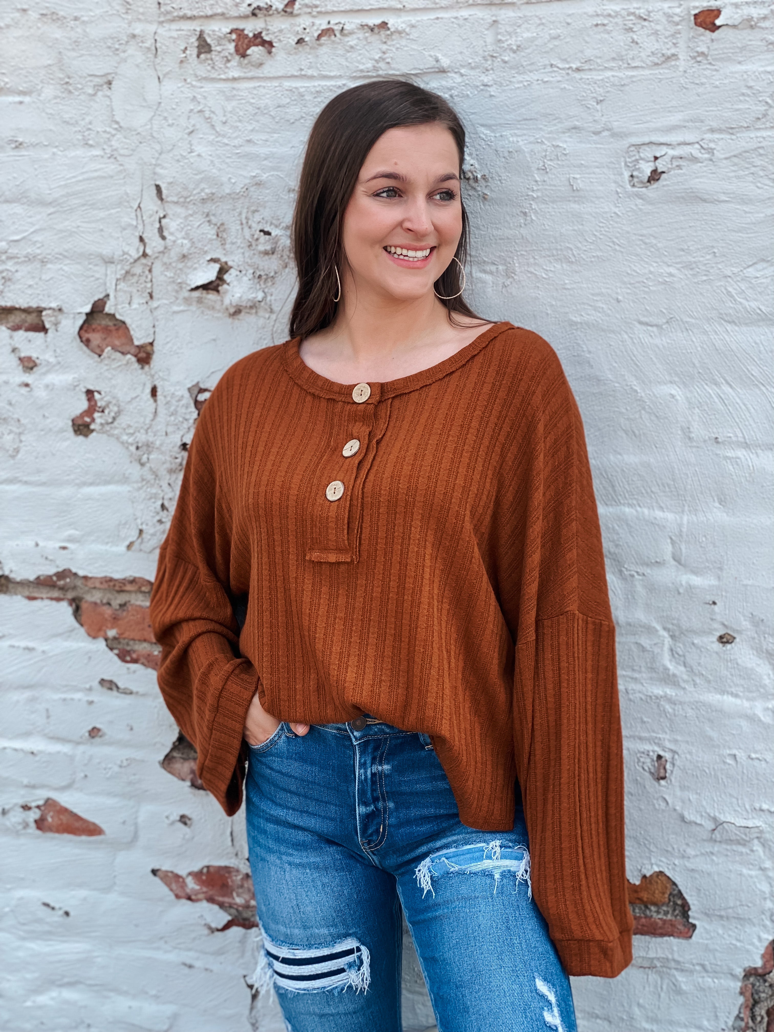 Brown long sleeve top
