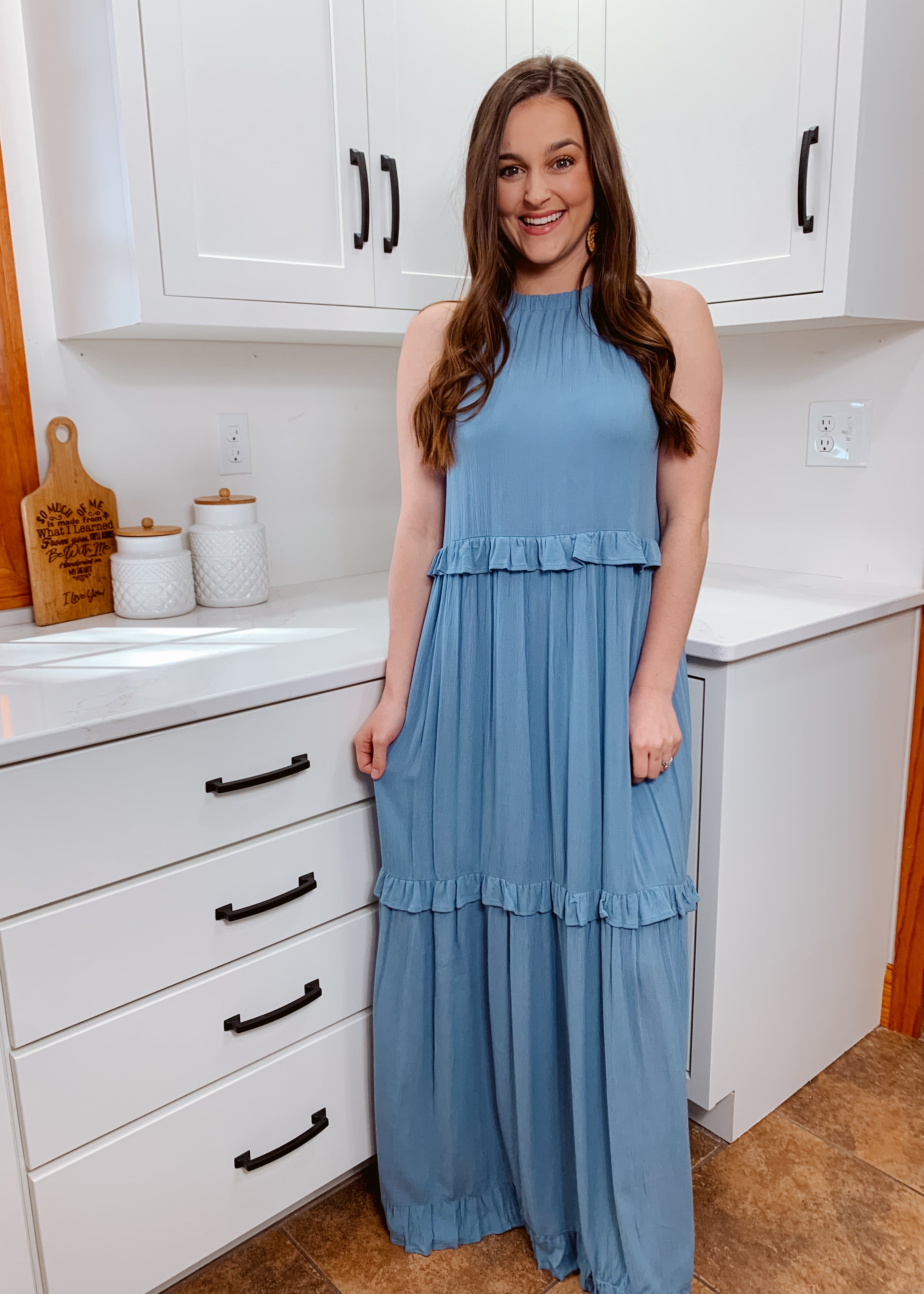 Denim blue maxi dress