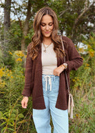 Happiness Trails Boutique - Chocolate knit cardigan