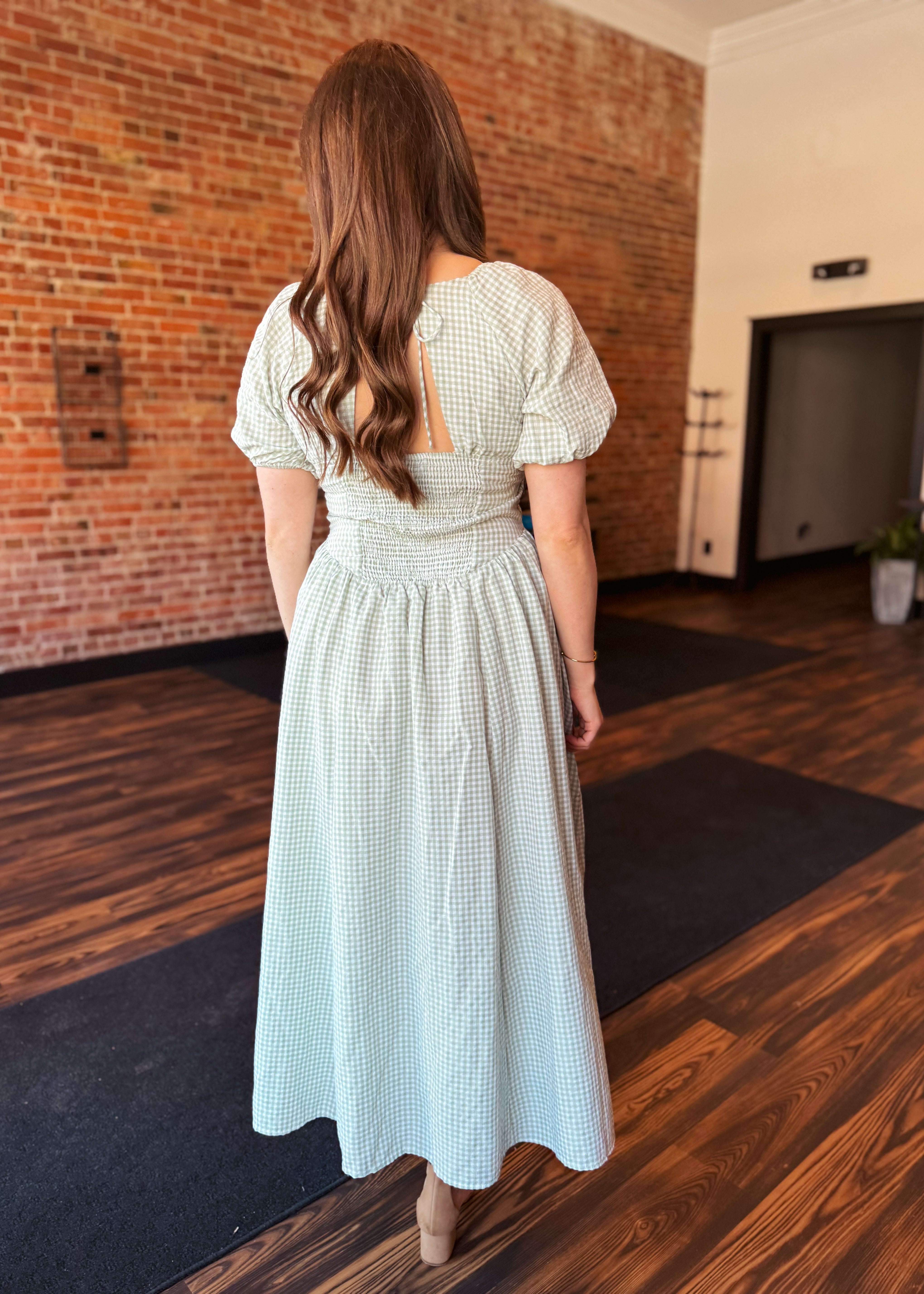 Happiness Trails Boutique - Mint and white gingham dress