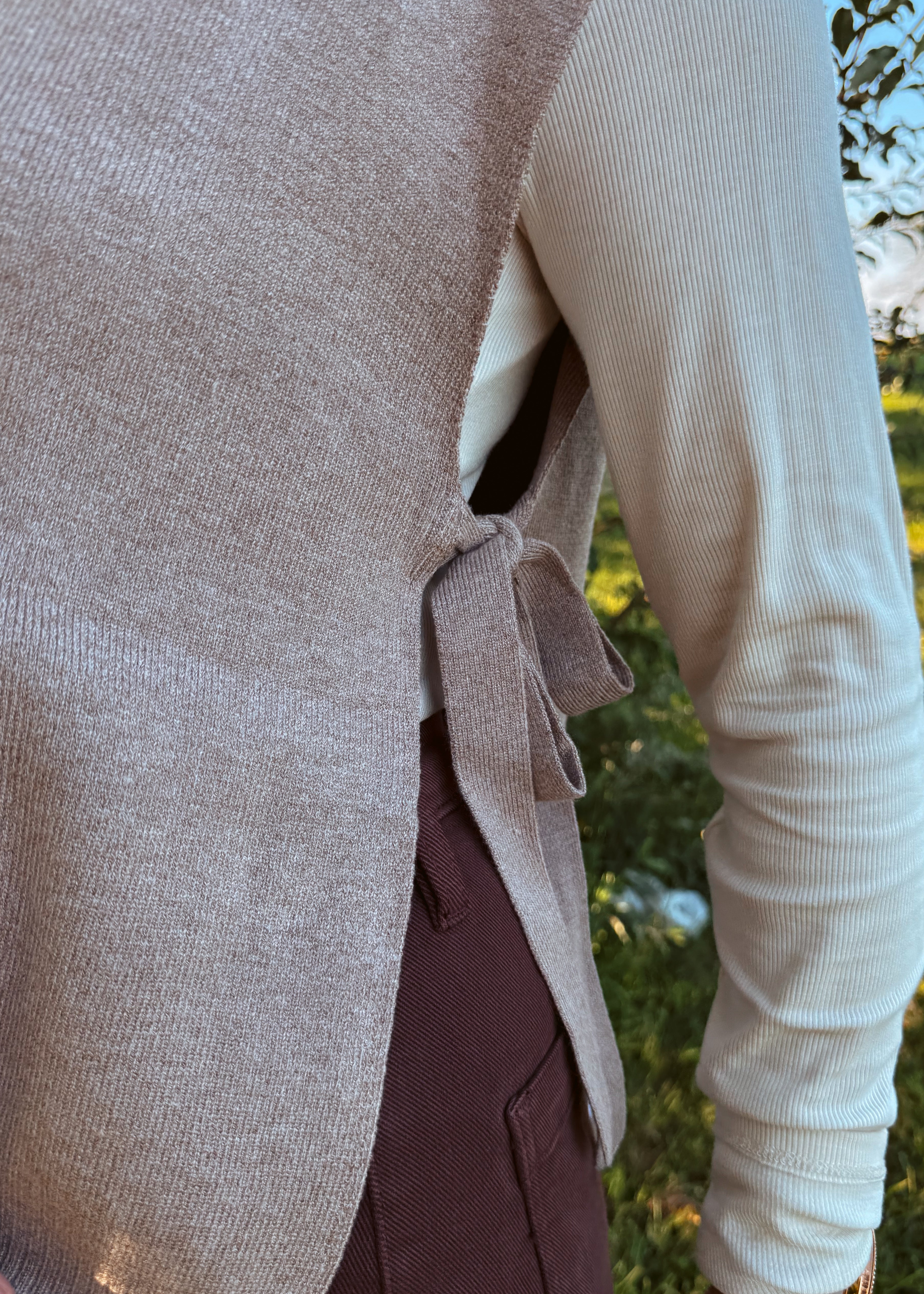 Happiness Trails Boutique - Mocha open side sweater vest