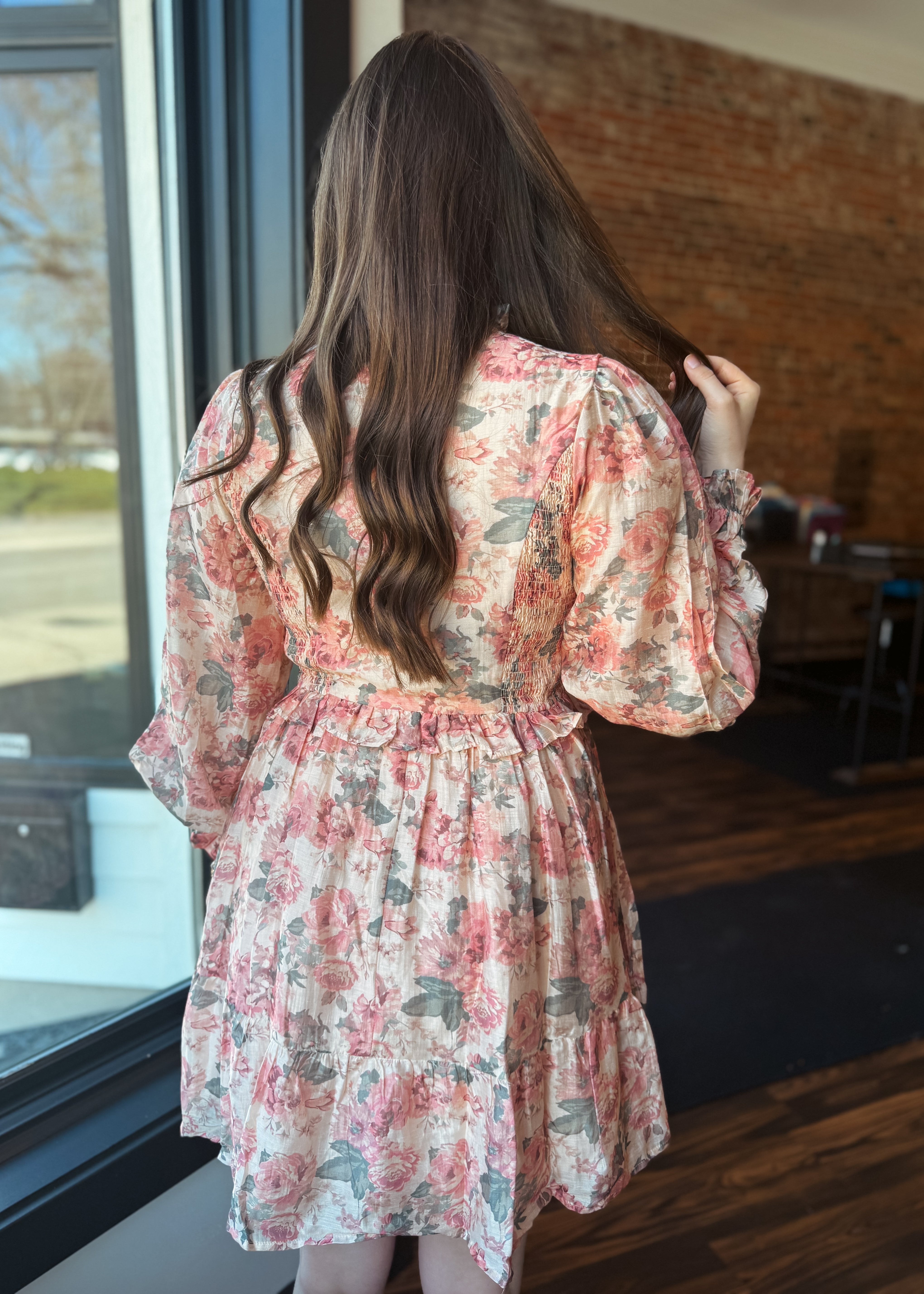 Happiness Trails Boutique- Rose floral mini dress