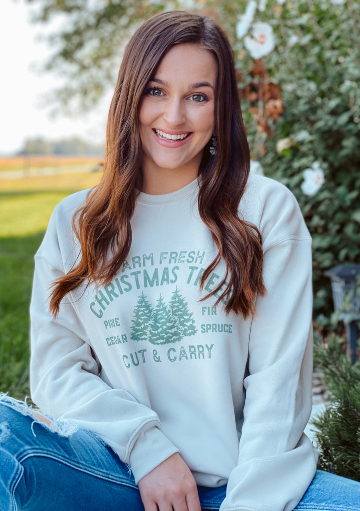 Farm fresh Christmas trees graphic sweatshirt