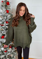 Happiness Trails Boutique - Dark olive knit sweater