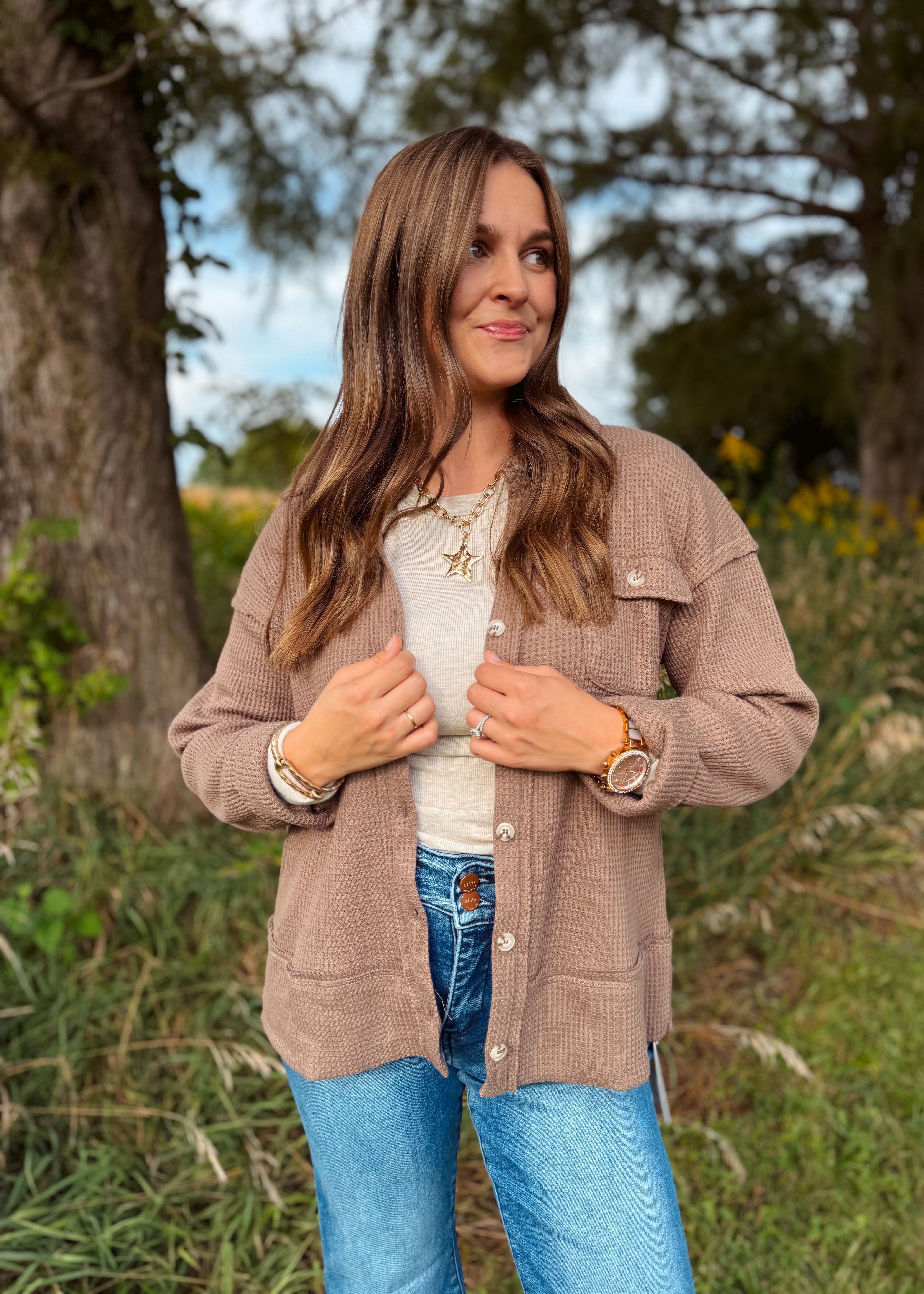 Happiness Trails Boutique - Cocoa Button-Down Shacket