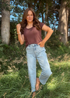 Happiness Trails Boutique - Deep mahogany short sleeve top