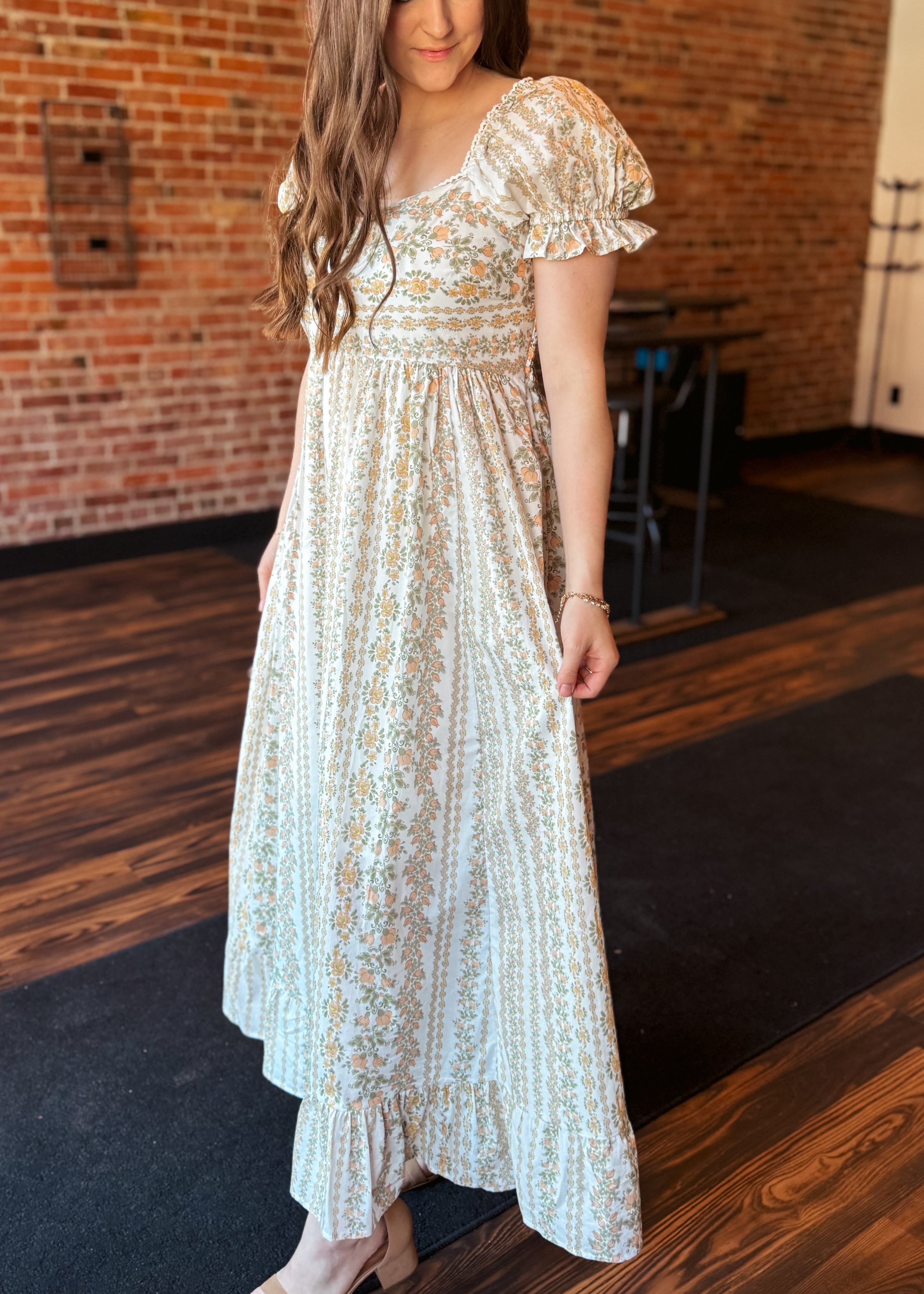 Happiness Trails Boutique - Coral peach floral maxi dress