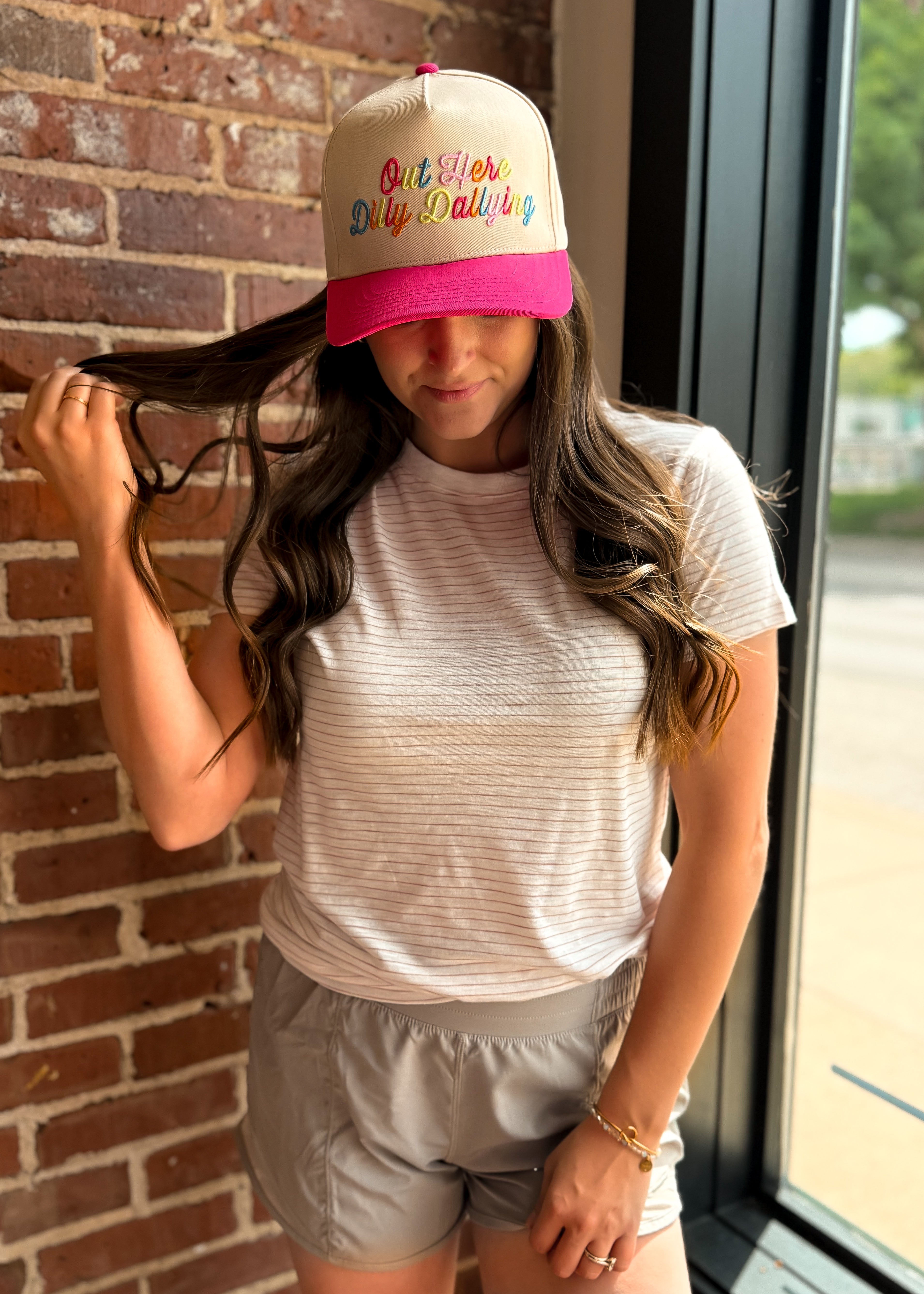 Happiness Trails Boutique - Ivory base with soft rose stripe detailing