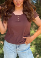 Happiness Trails Boutique - Deep mahogany short sleeve top