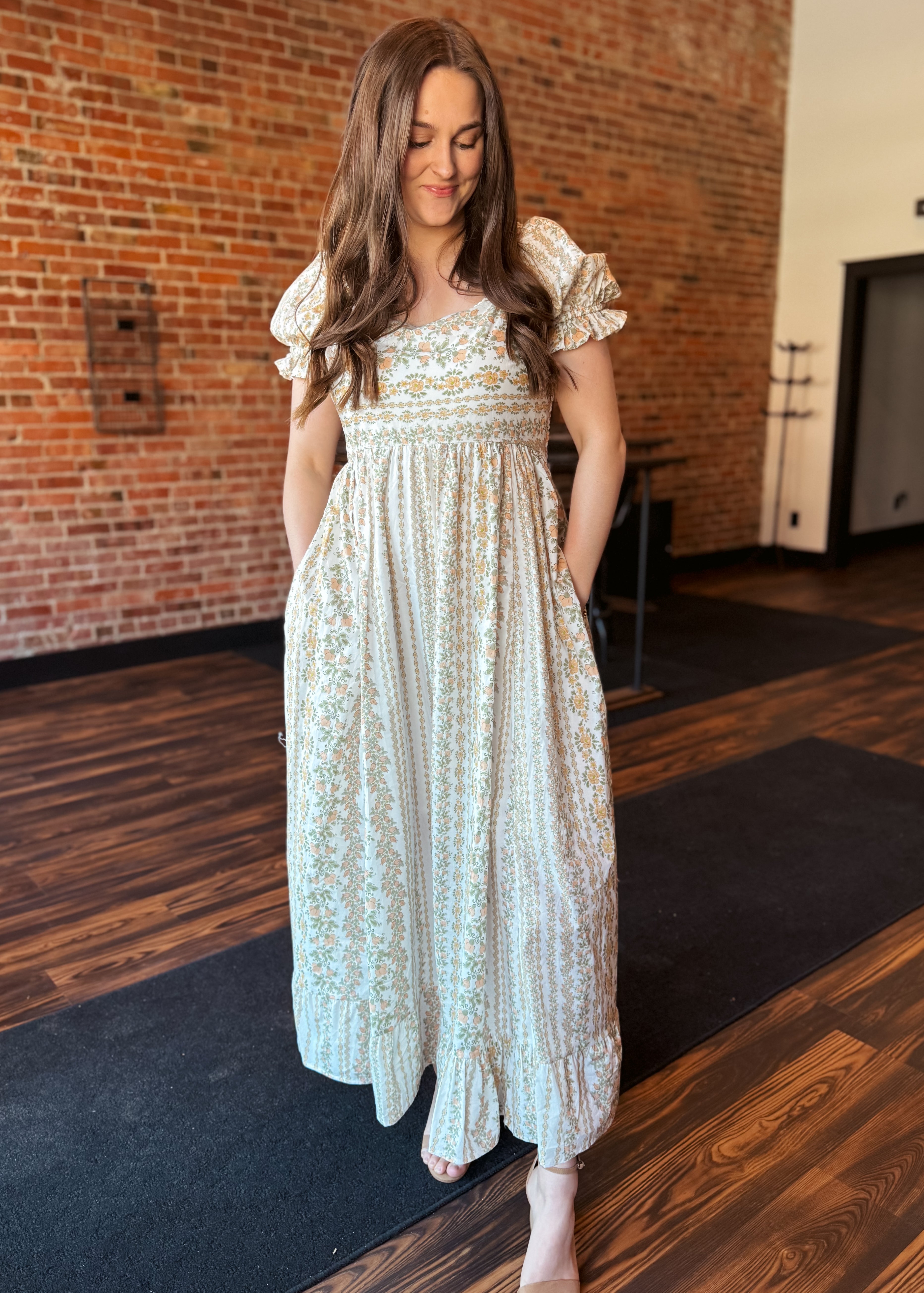 Happiness Trails Boutique - Coral peach floral maxi dress