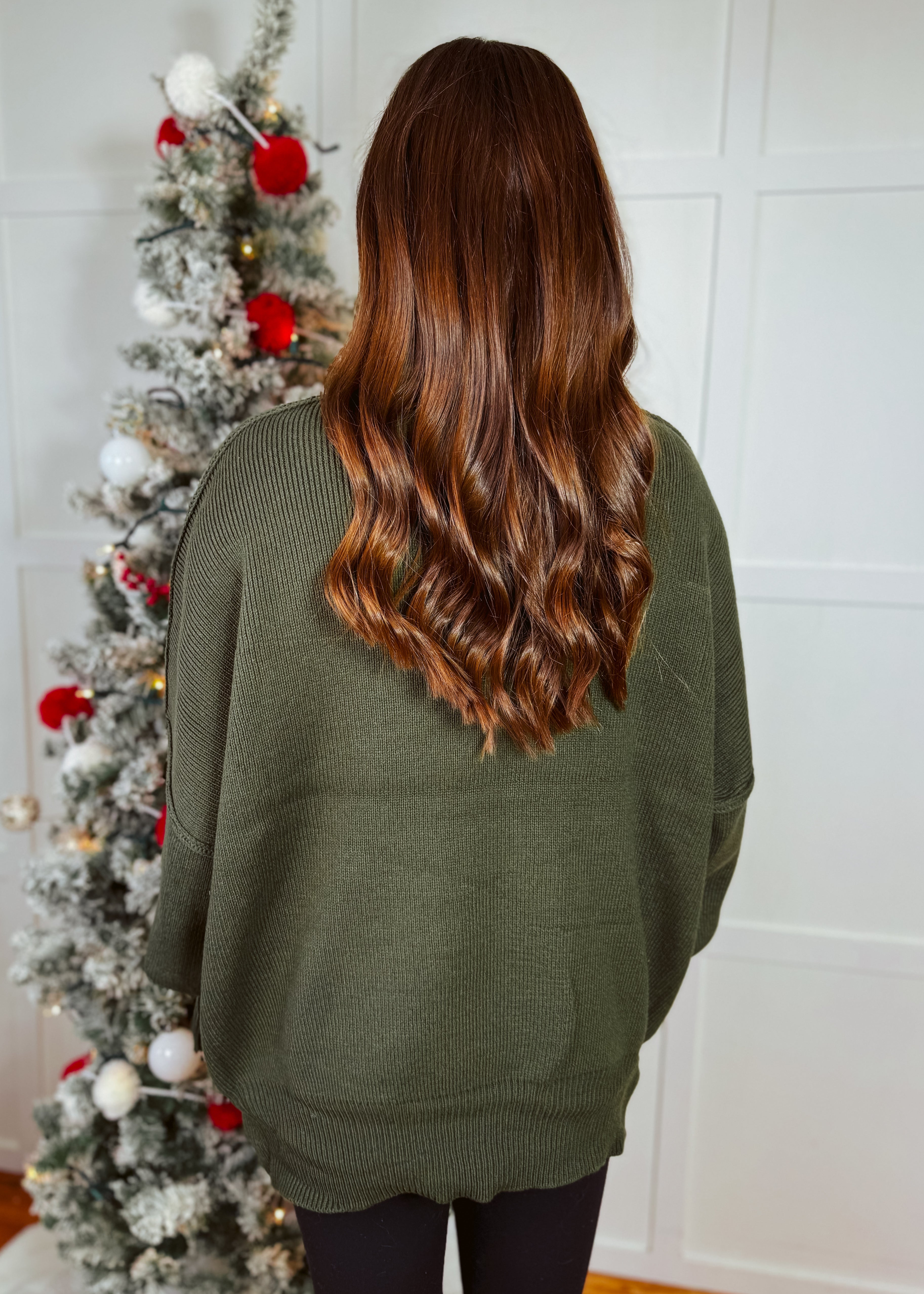 Happiness Trails Boutique - Dark olive knit sweater