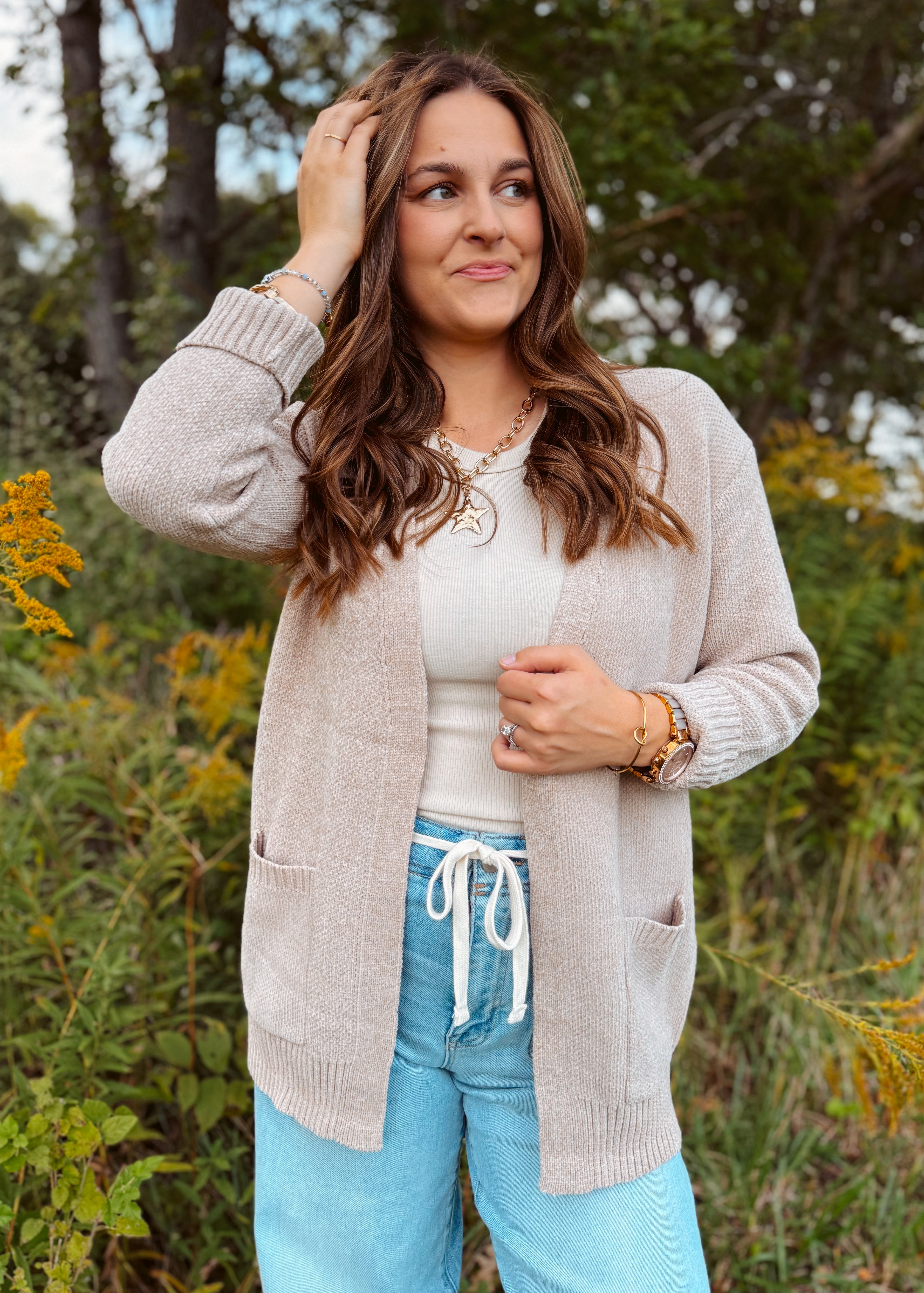 Happiness Trails Boutique - Heather mocha knit cardigan