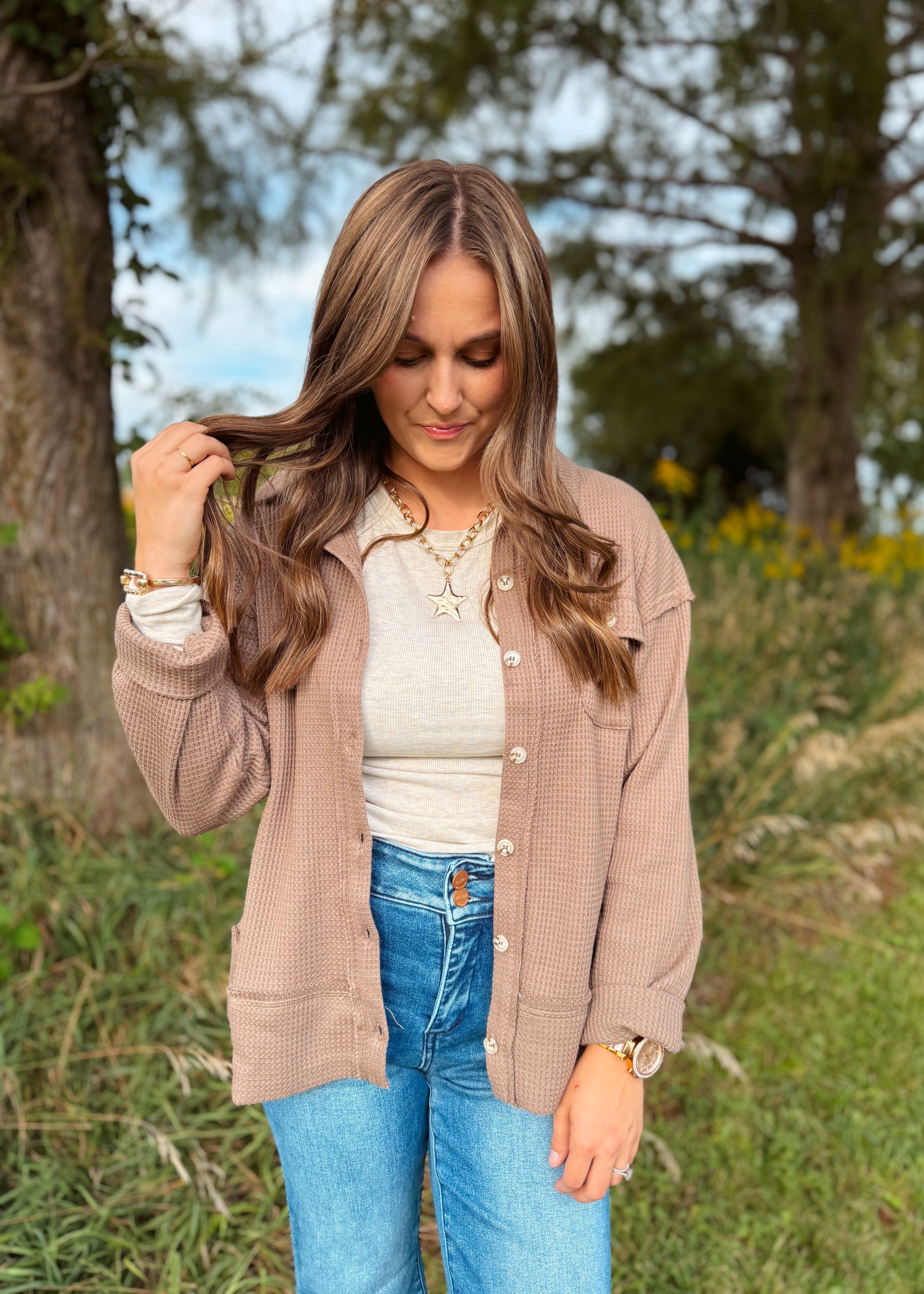 Happiness Trails Boutique - Cocoa Button-Down Shacket