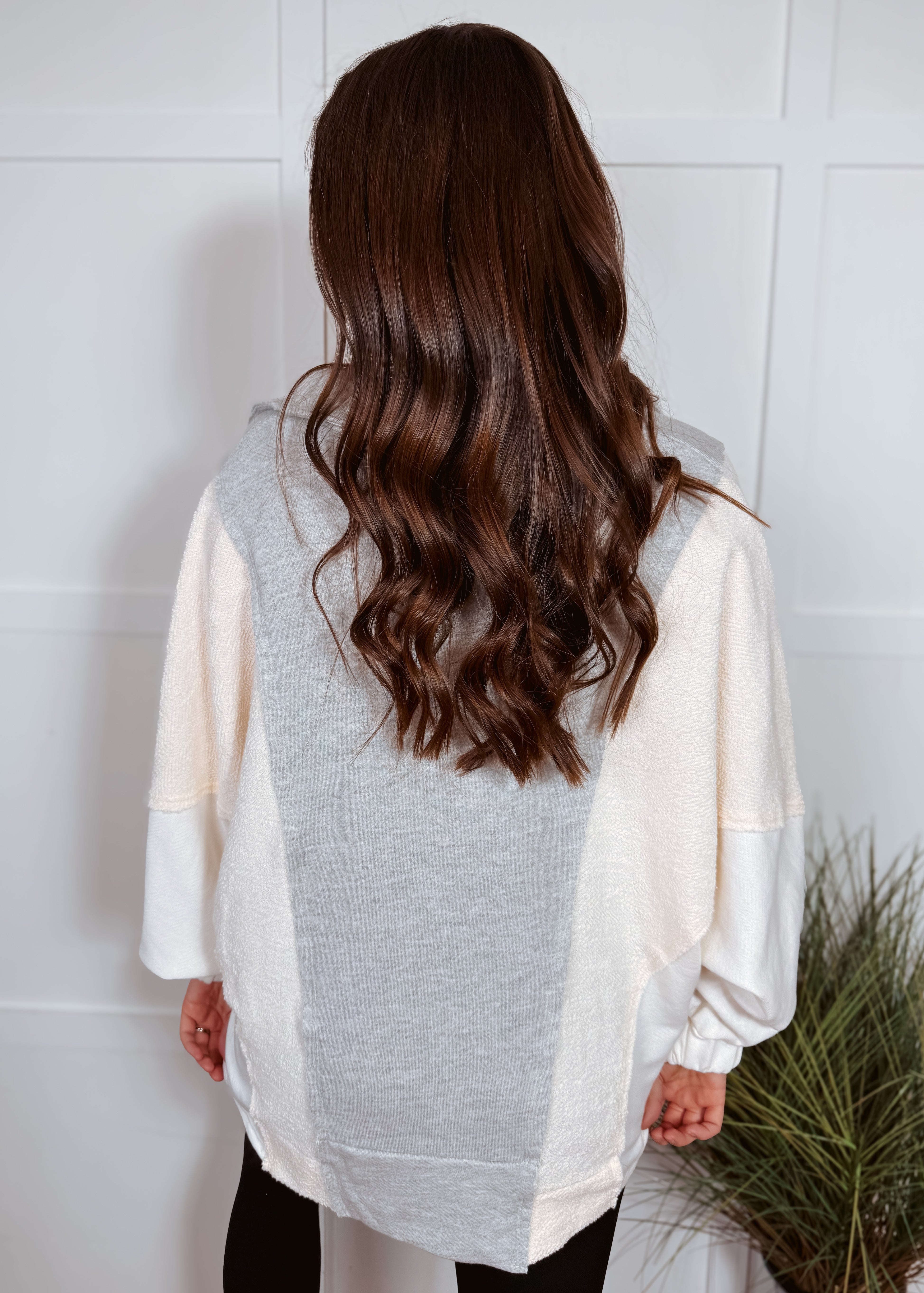 Happiness Trails Boutique - Heather Grey Colorblock Long Sleeve Top