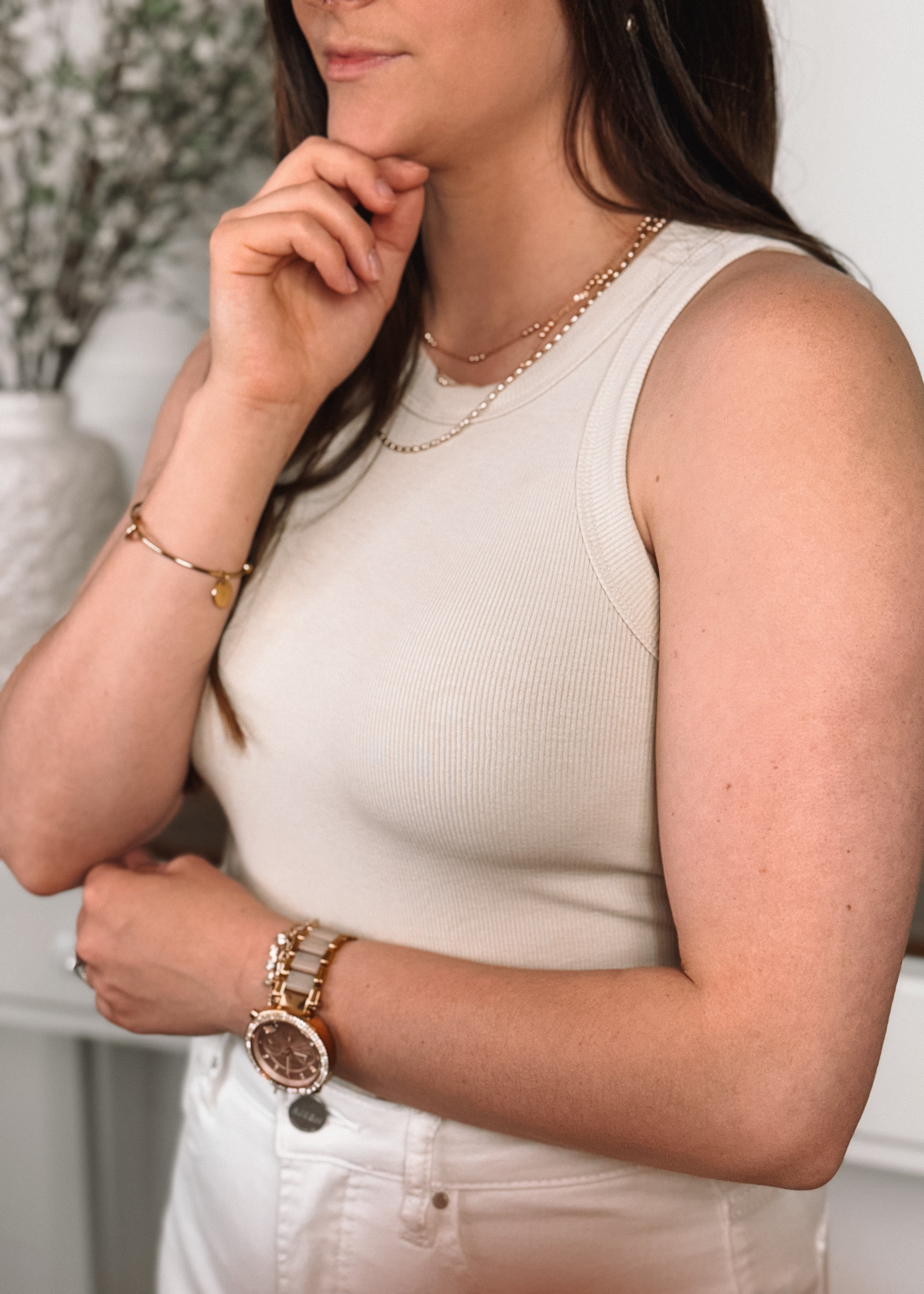 Happiness Trails Boutique - Light taupe ribbed tank