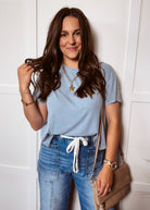 Happiness Trails Boutique - Ice blue short sleeve top