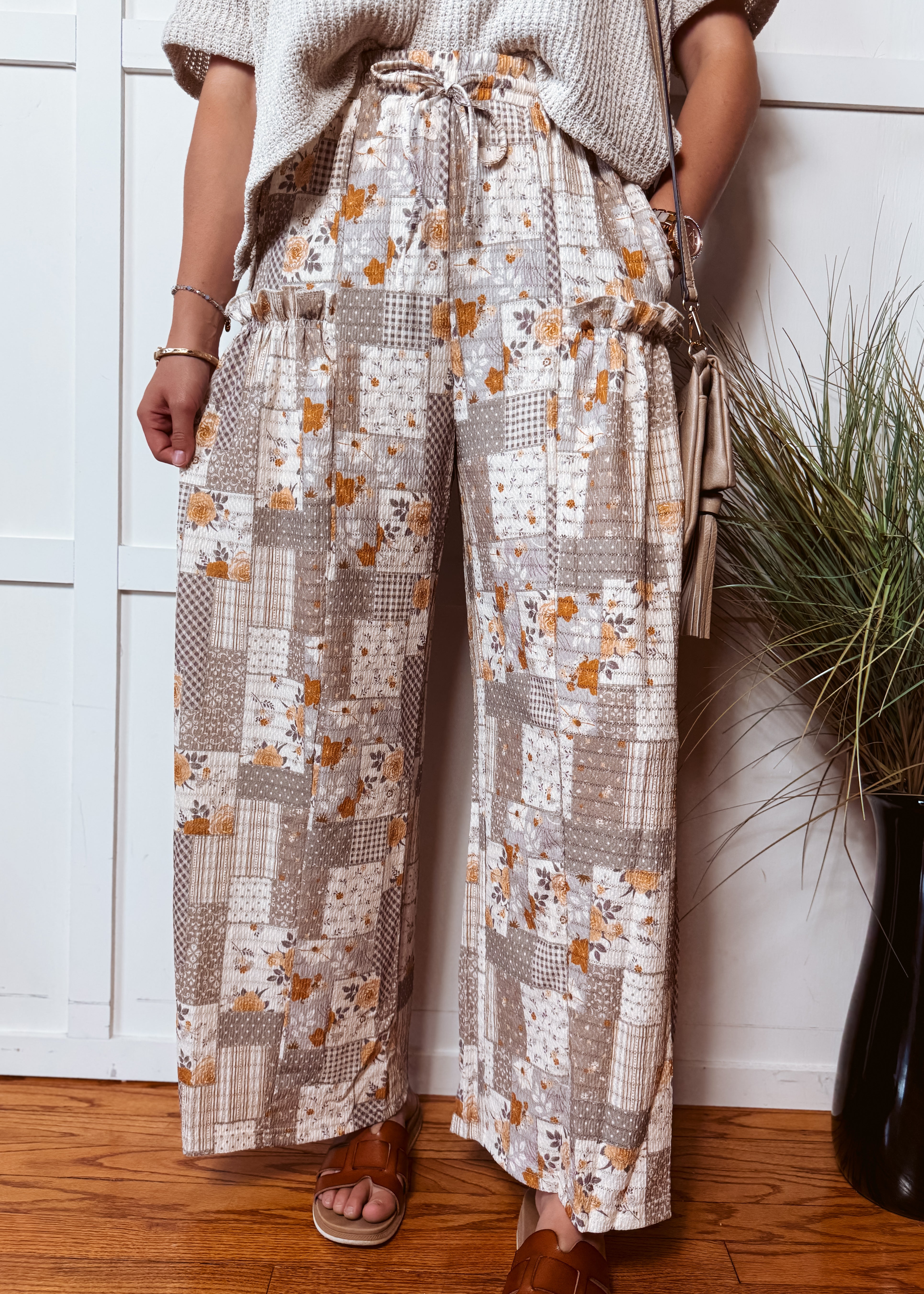 Happiness Trails Boutique - Ash violet patchwork print pants