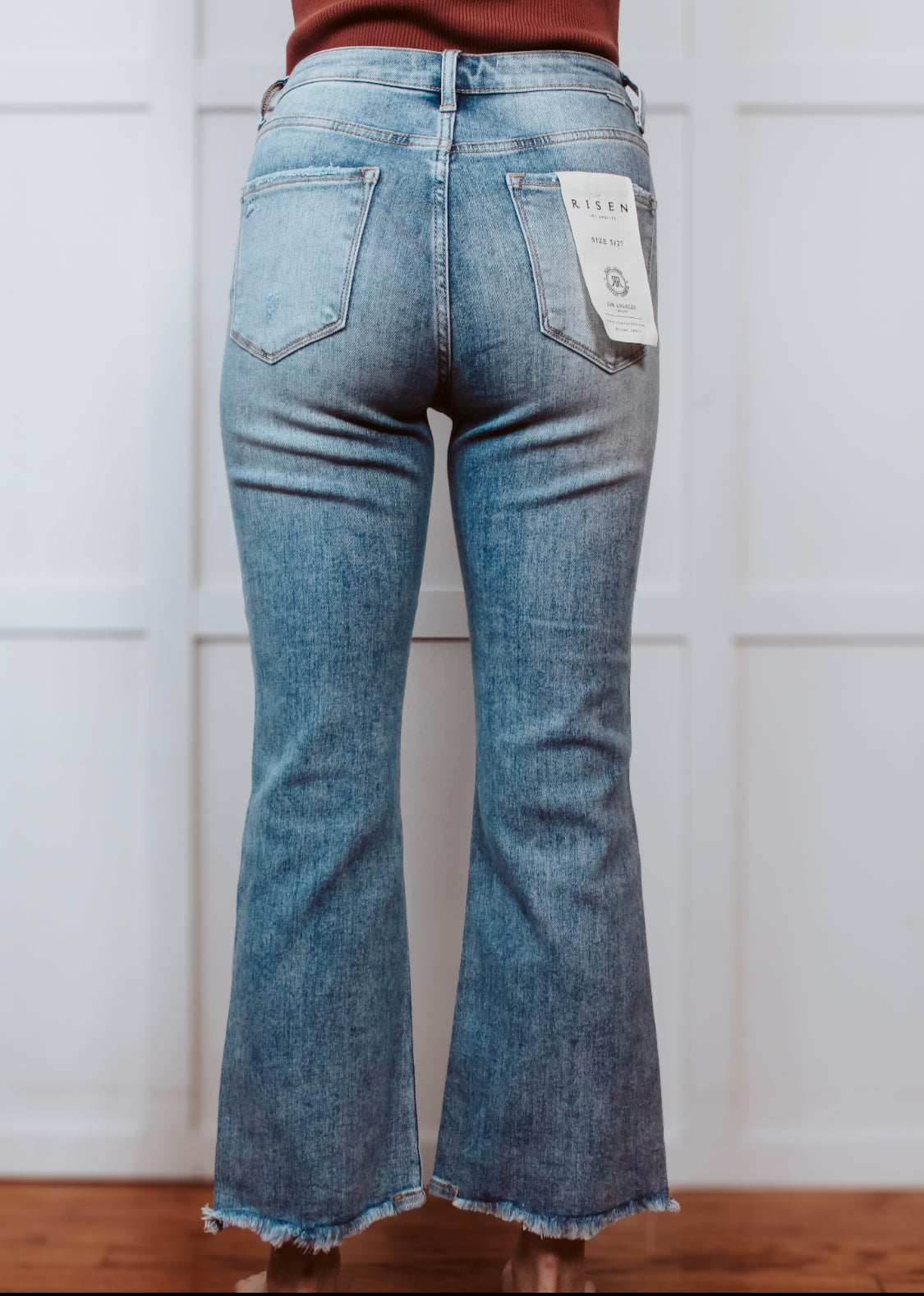 Happiness Trails Boutique - Risen jeans high rise cropped light denim with distressing