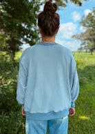 Happiness Trails Boutique - Ivory/blue striped sweatshirt