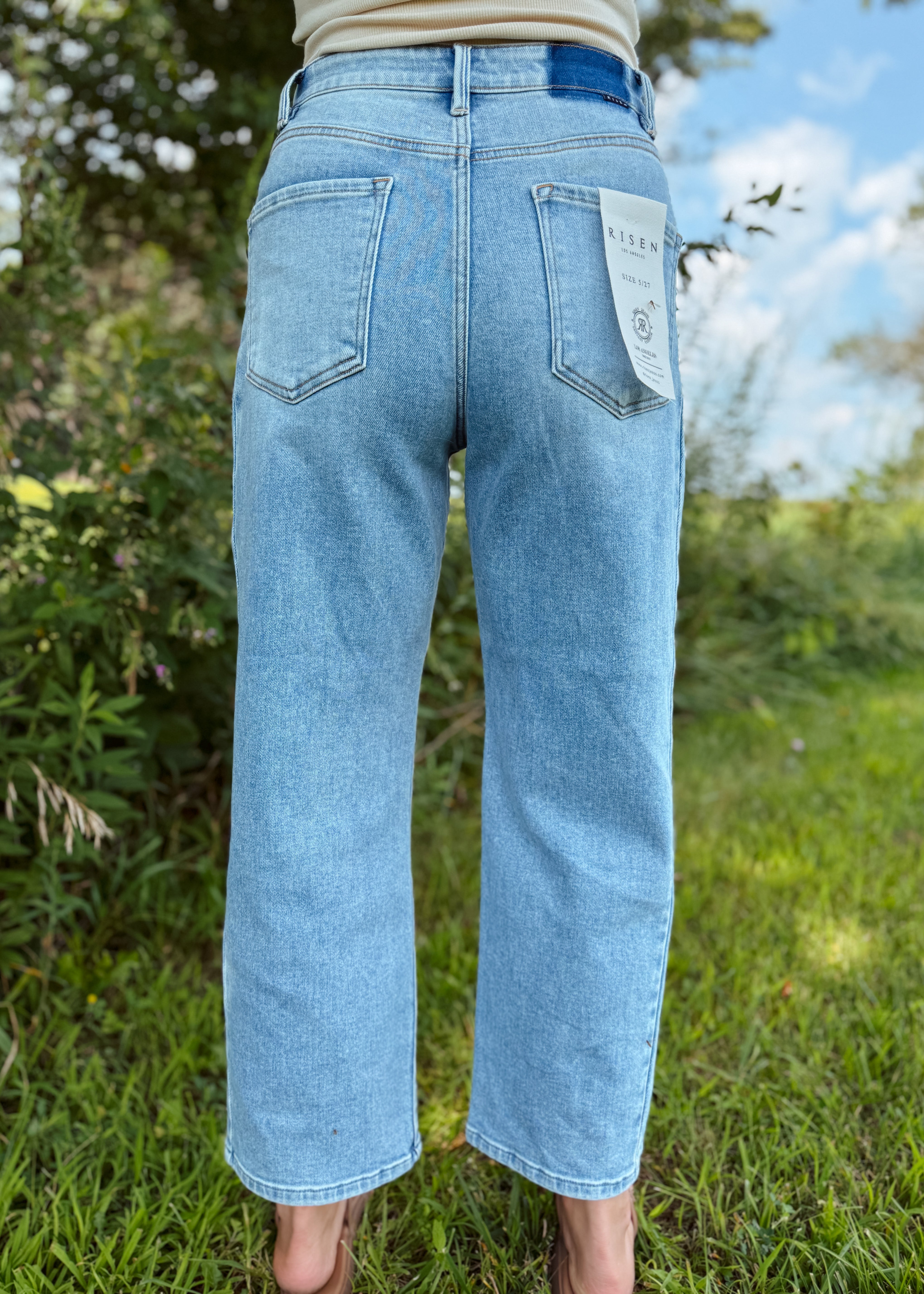 Happiness Trails Boutique - Risen Barrel Crop Jeans light wash