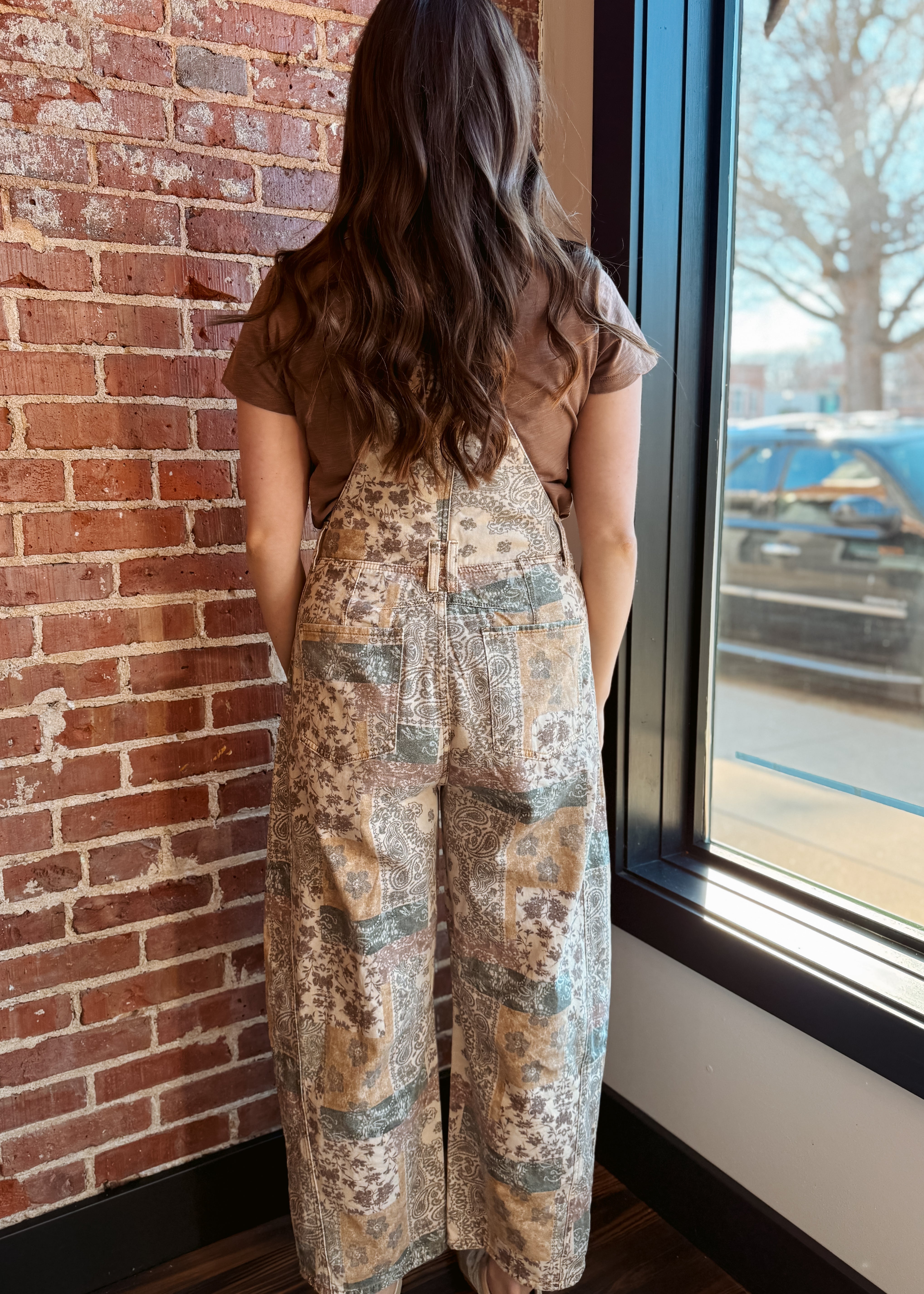 Happiness Trails Boutique - Vintage print denim overalls