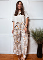 Happiness Trails Boutique - Ash violet patchwork print pants