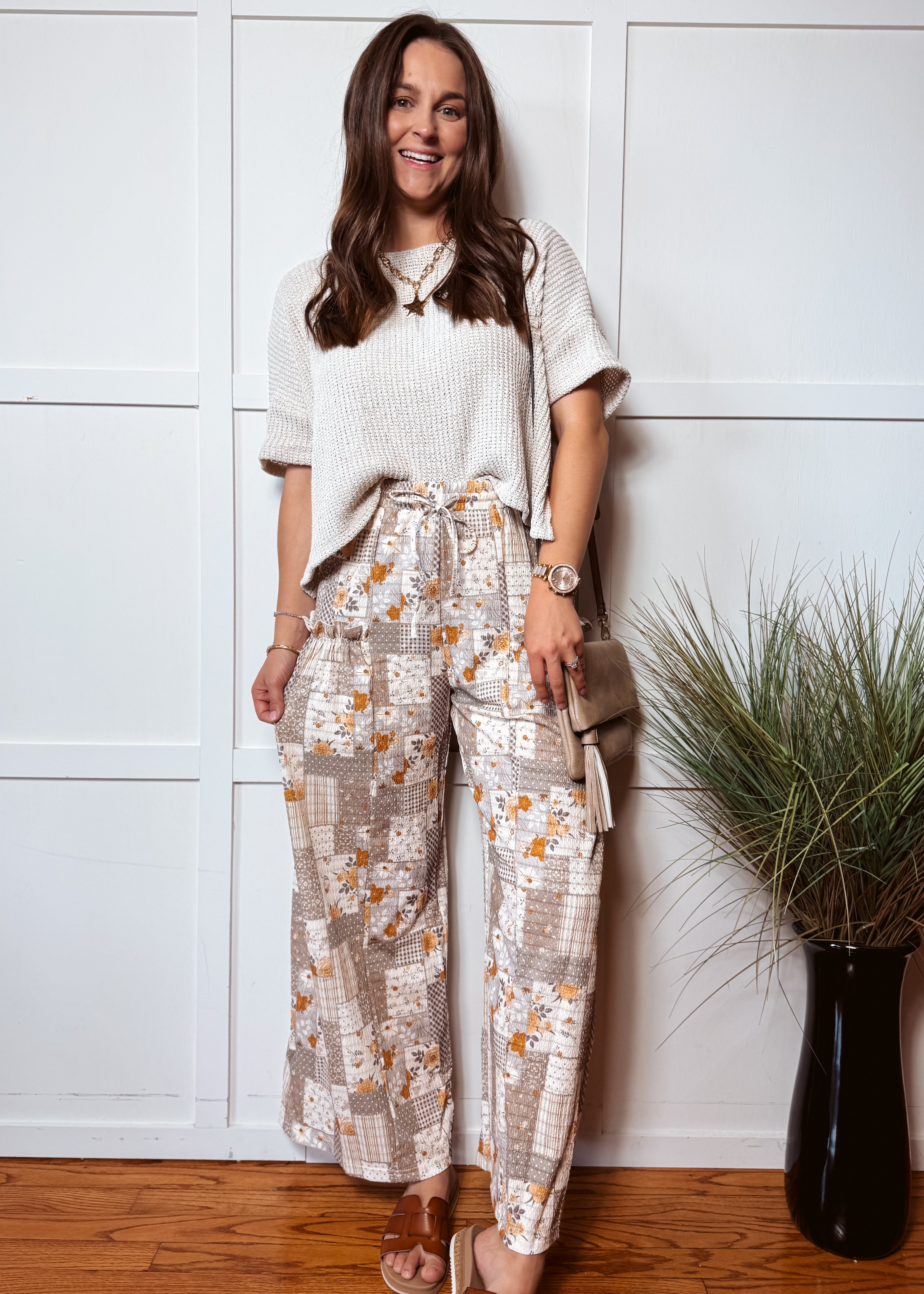 Happiness Trails Boutique - Ash violet patchwork print pants