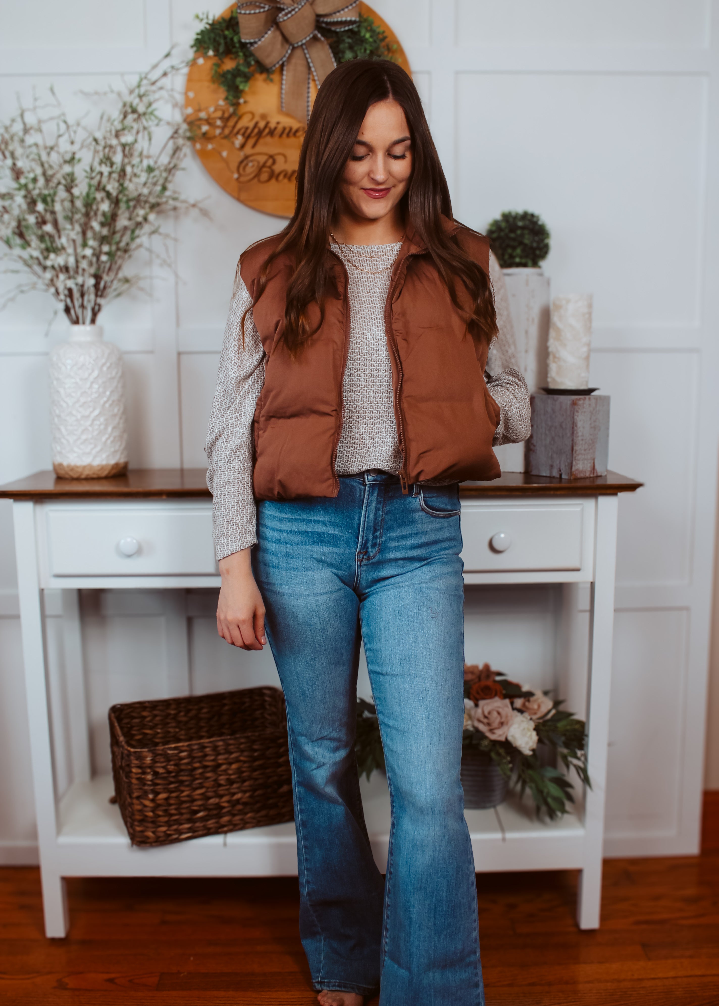 Happiness Trails Boutique - Brown puffer vest