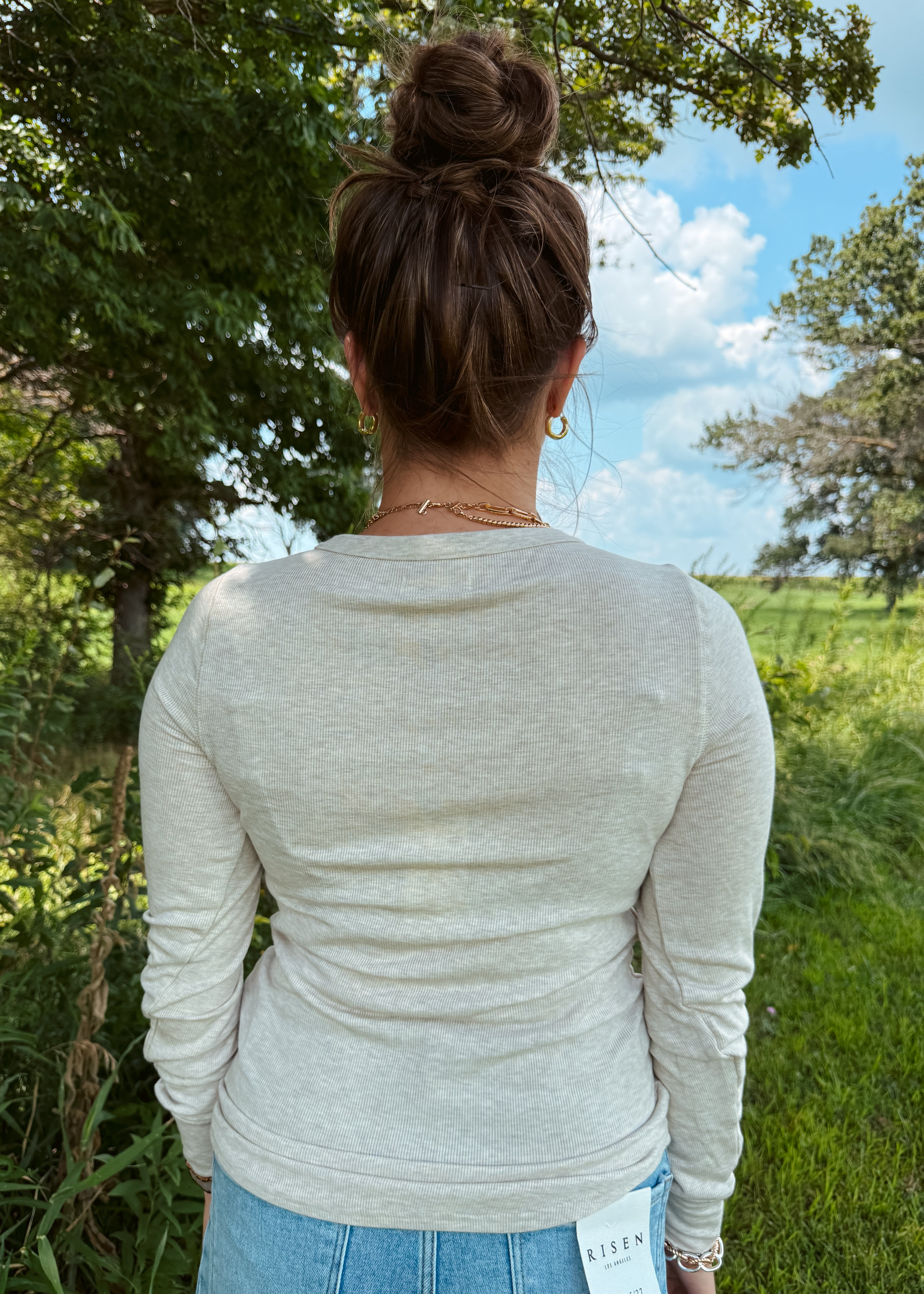 Happiness Trails Boutique - Sand heather long sleeve top