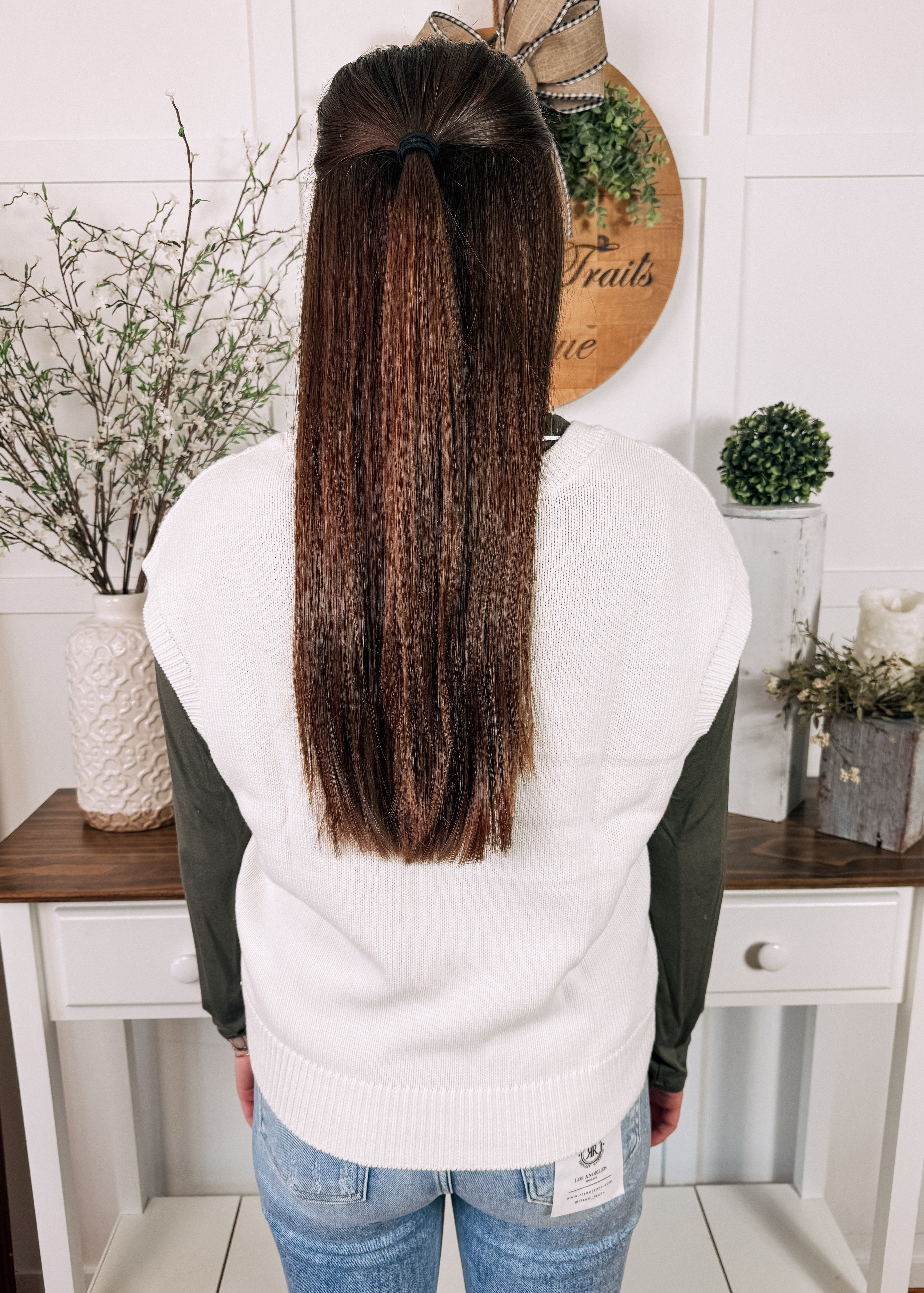 Happiness Trails Boutique - White cable knit vest