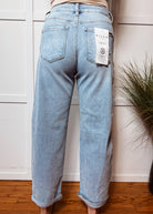 Happiness Trails Boutique = Risen cropped barrel light wash jeans