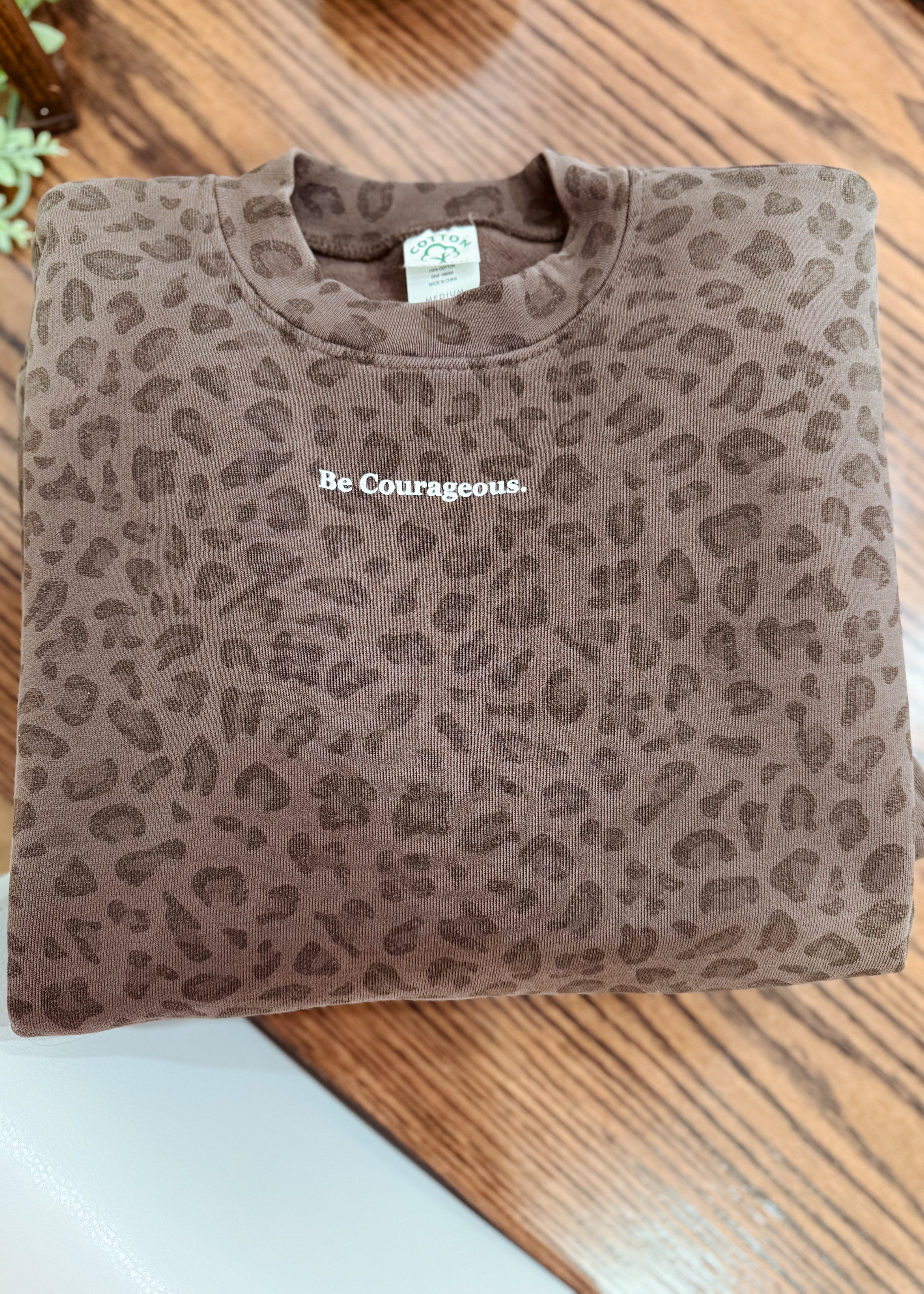 Happiness Trails Boutique - Be Courageous Vintage Leopard Sweatshirt