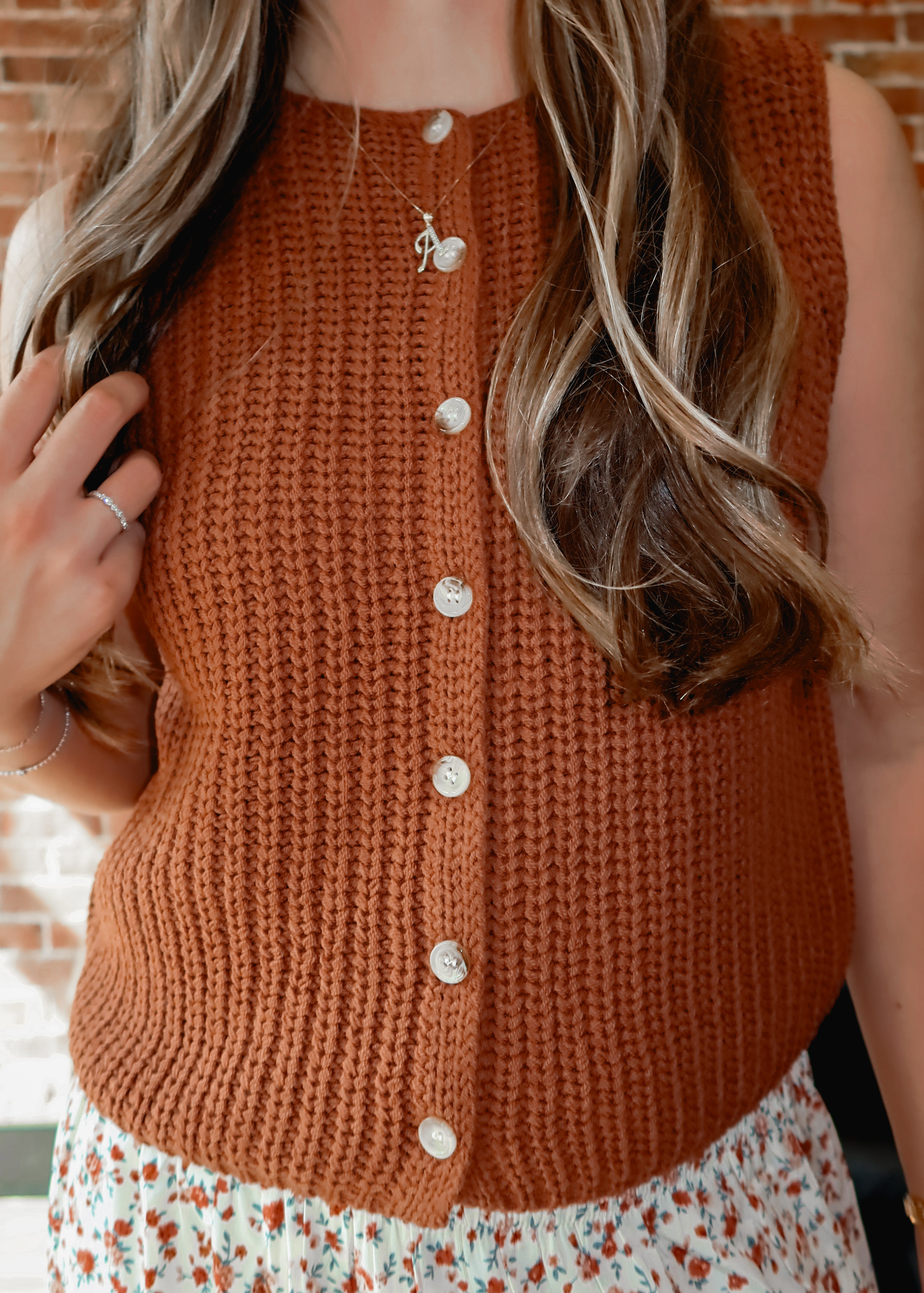 Happiness Trails Boutique - Brick knit sweater vest