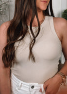 Happiness Trails Boutique - Light taupe ribbed tank