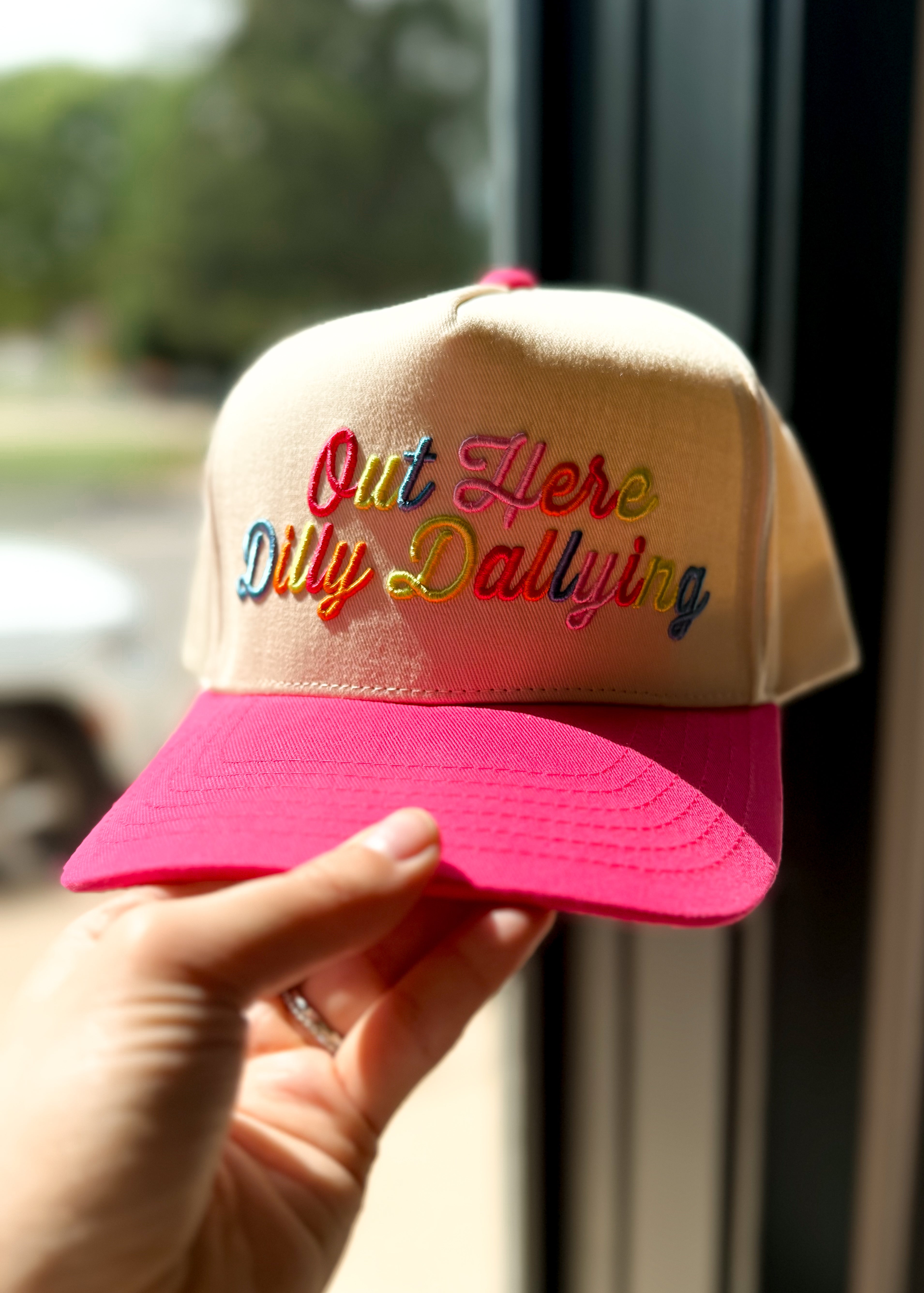 Happiness Trails Boutique - Out Here Dilly Dallying Trucker Hat - Hot Pink