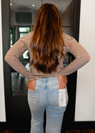 Happiness Trails Boutique - Mocha/Taupe striped knit long sleeve top