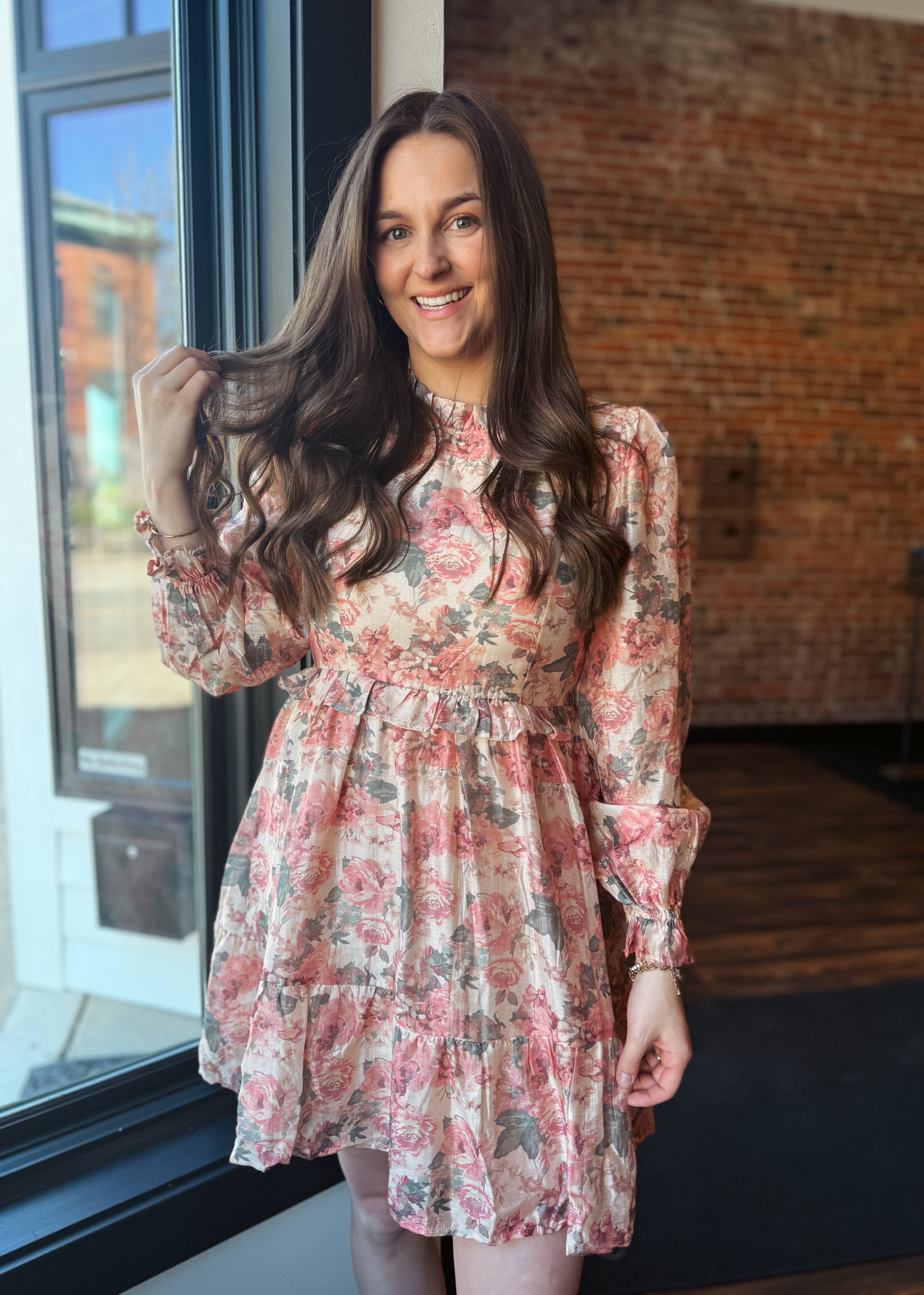 Happiness Trails Boutique- Rose floral mini dress
