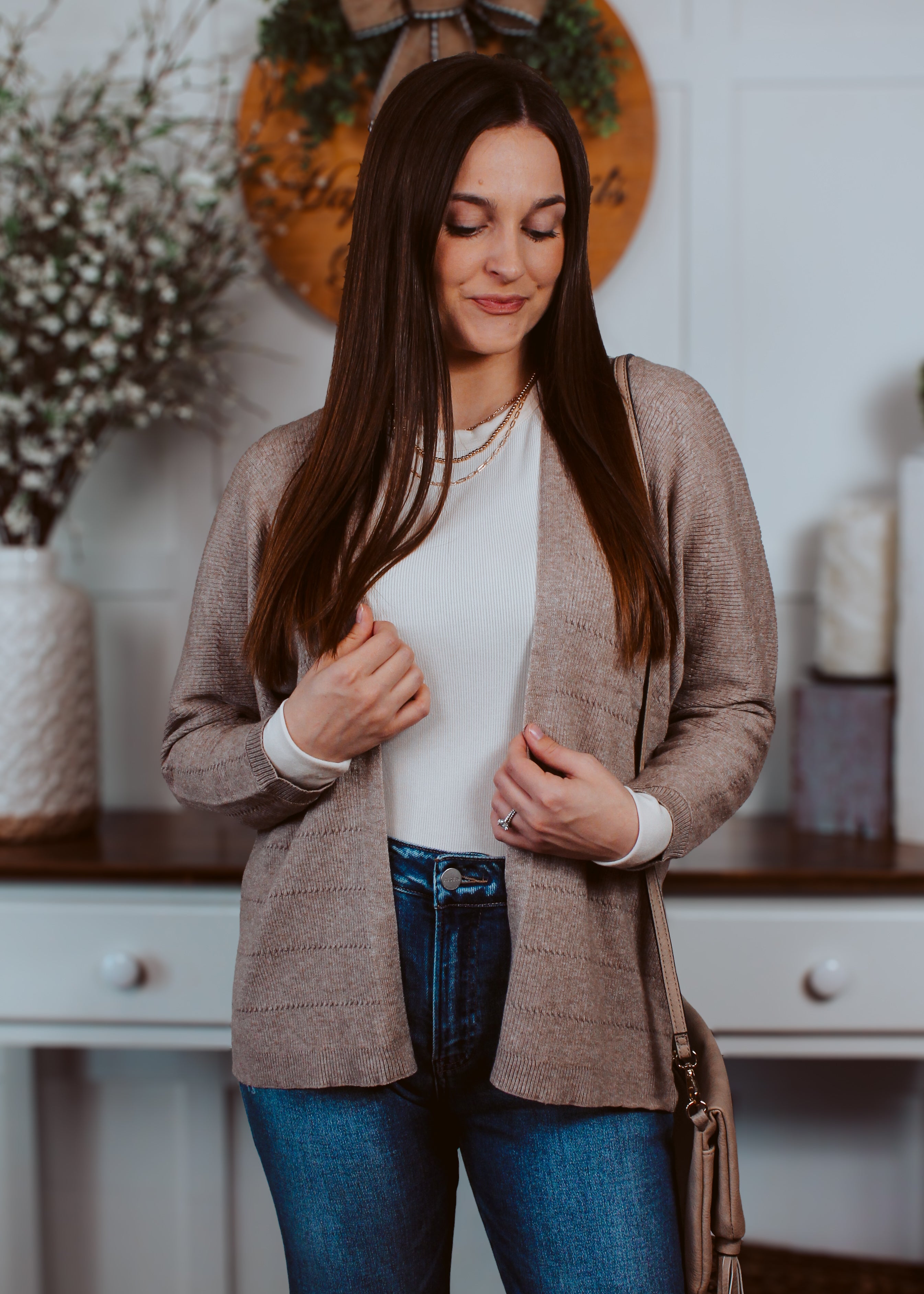Happiness Trails Boutique - Taupe knit cardigan