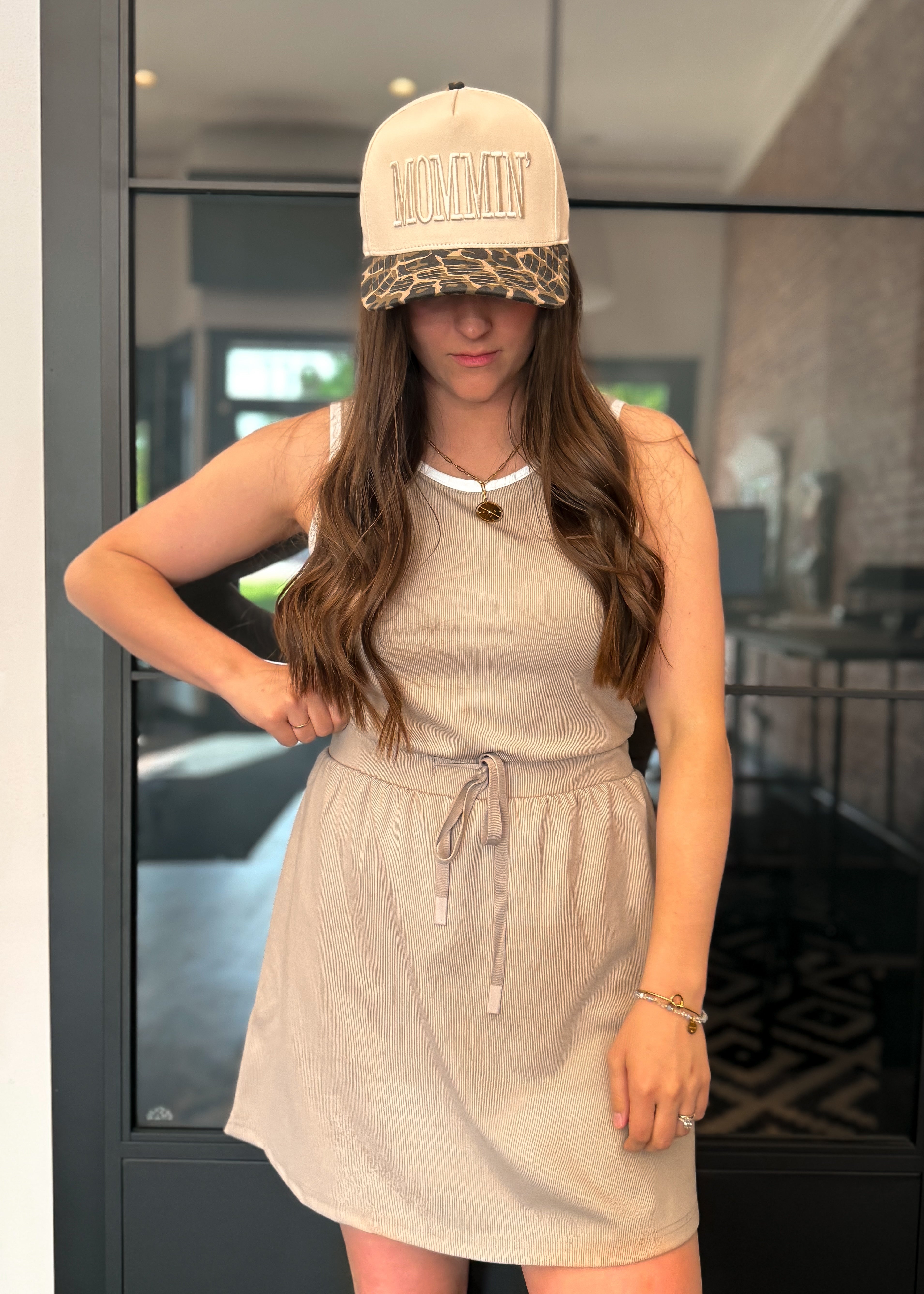 Happiness Trails Boutique - Taupe athletic mini dress